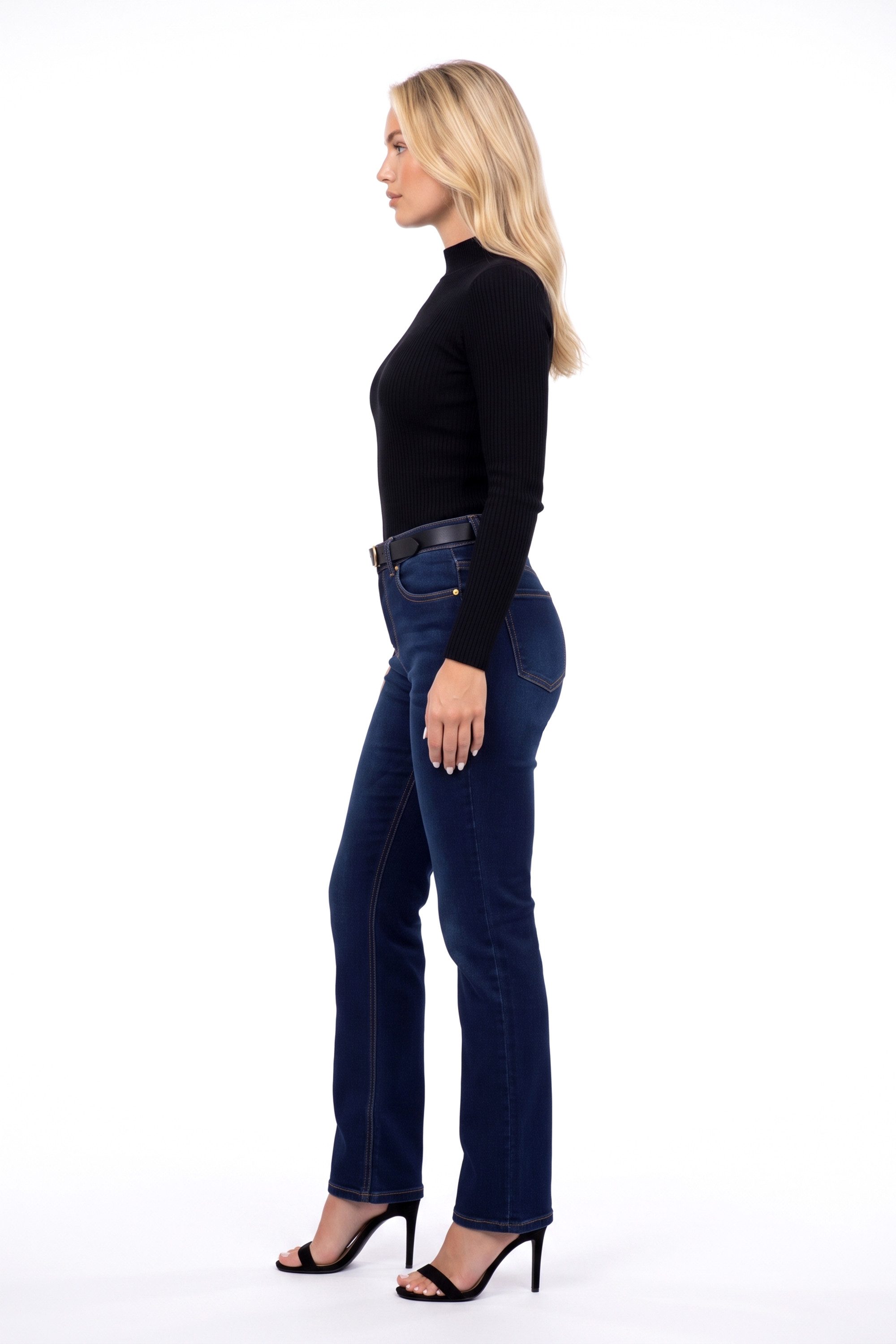 ESRA Straight-Jeans Damen Stretch-Jeans Premium Baumwolle Jeanshose Damen Straight Fit G14 Straight Jeans Damen High Waist Stretch Jeans Damen Regular Hose – Bild 3 von 5