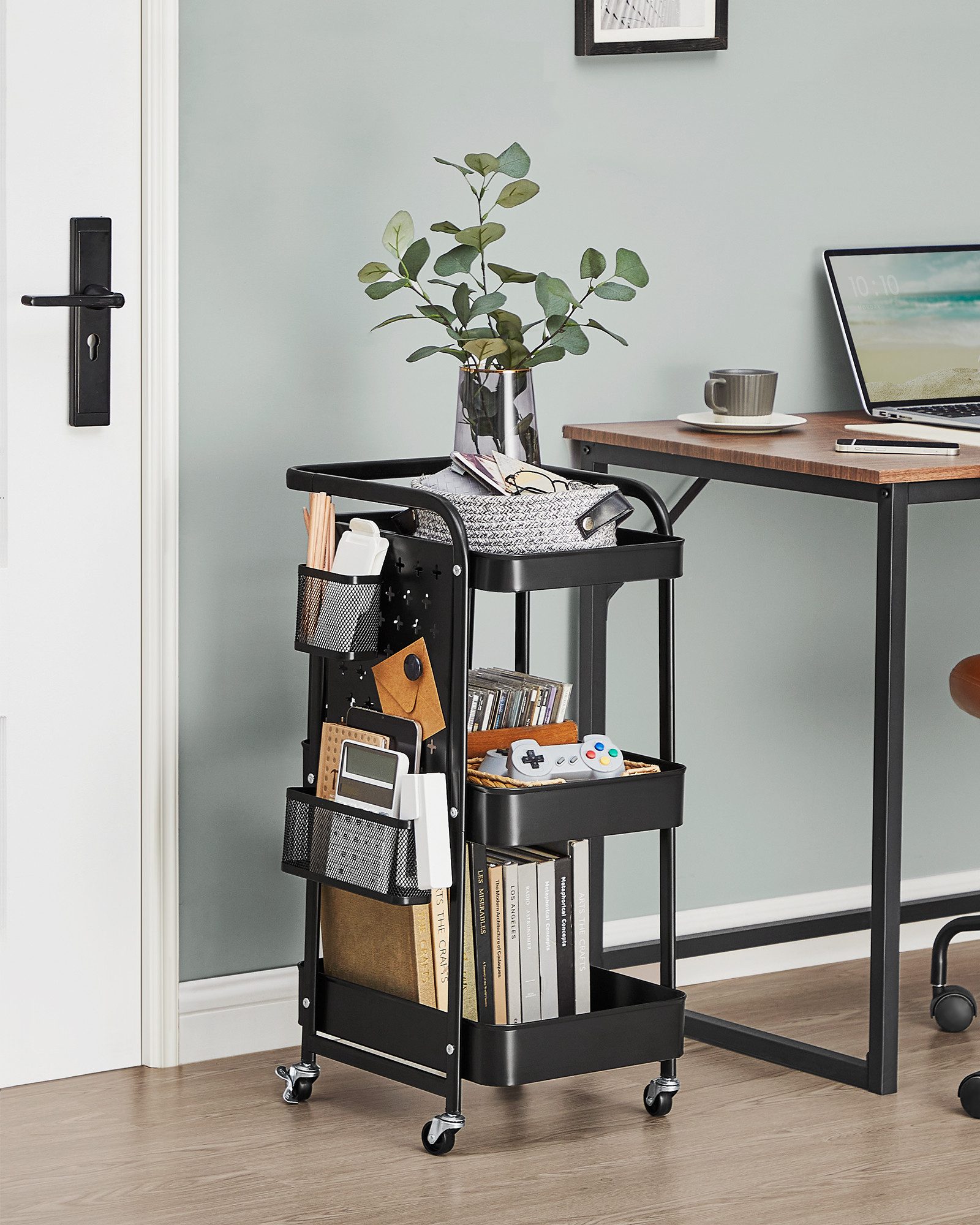 SONGMICS Beistellwagen, Rollwagen, Küchenwagen, Servierwagen, Ablagen, Loch günstig online kaufen