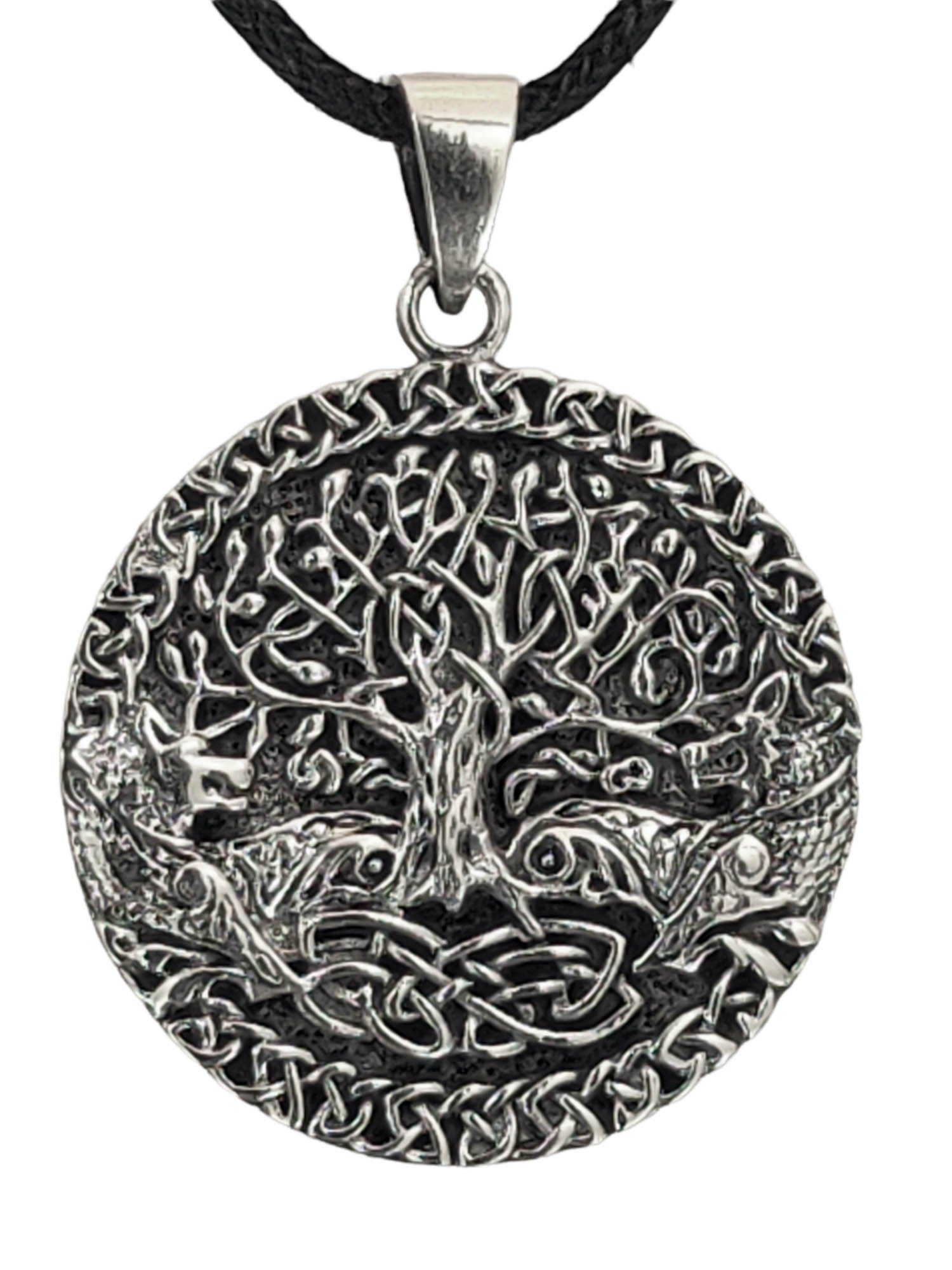 Kiss of Leather Kettenanhänger Lebensbaum Yggdrasil Anhänger 925 Silber Weltesche massiv 925 Silber Nr. 406