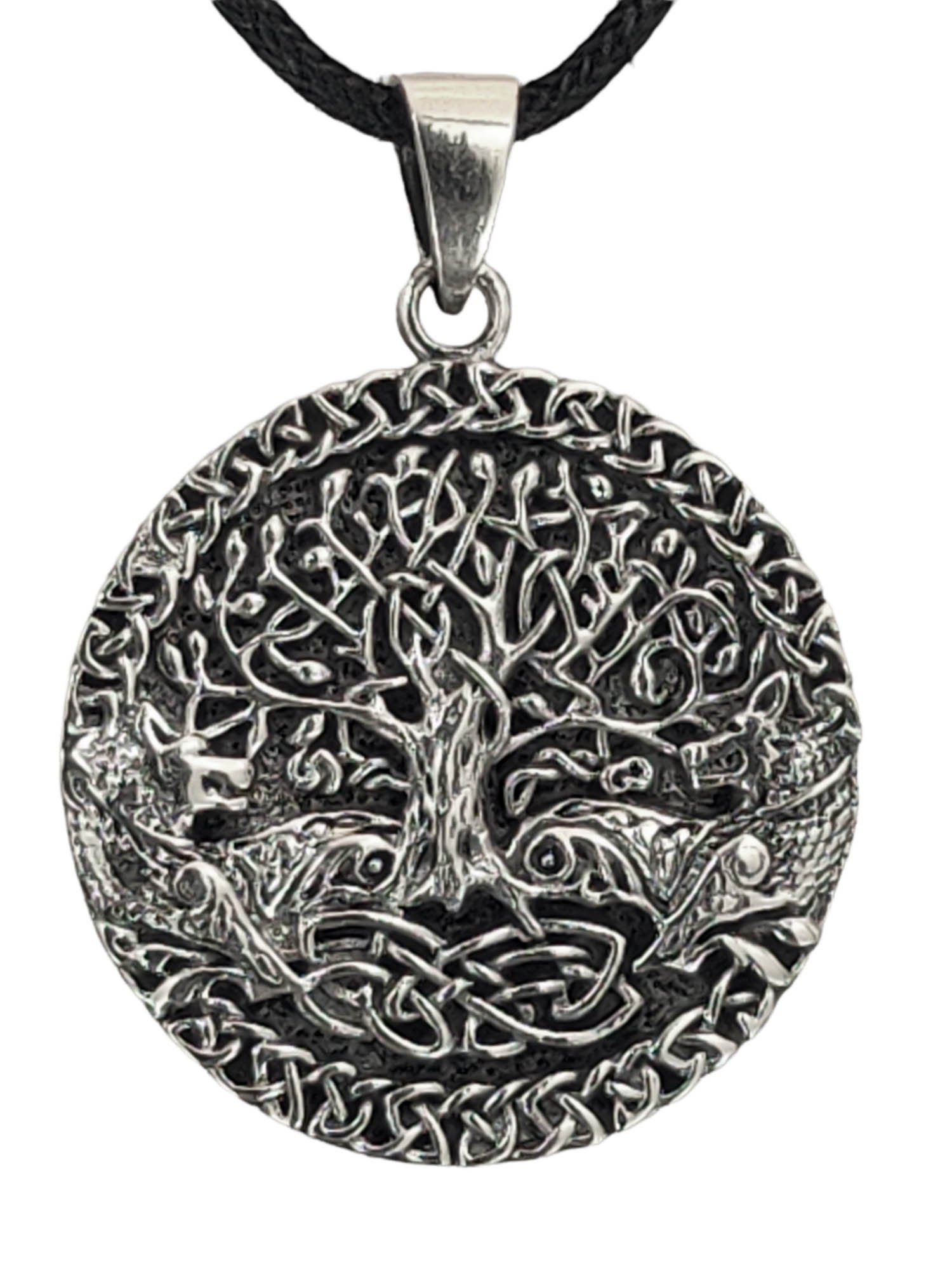 Kiss of Leather Kettenanhänger Lebensbaum Yggdrasil Anhänger 925 Silber  Weltesche massiv 925 Silber Nr. 406