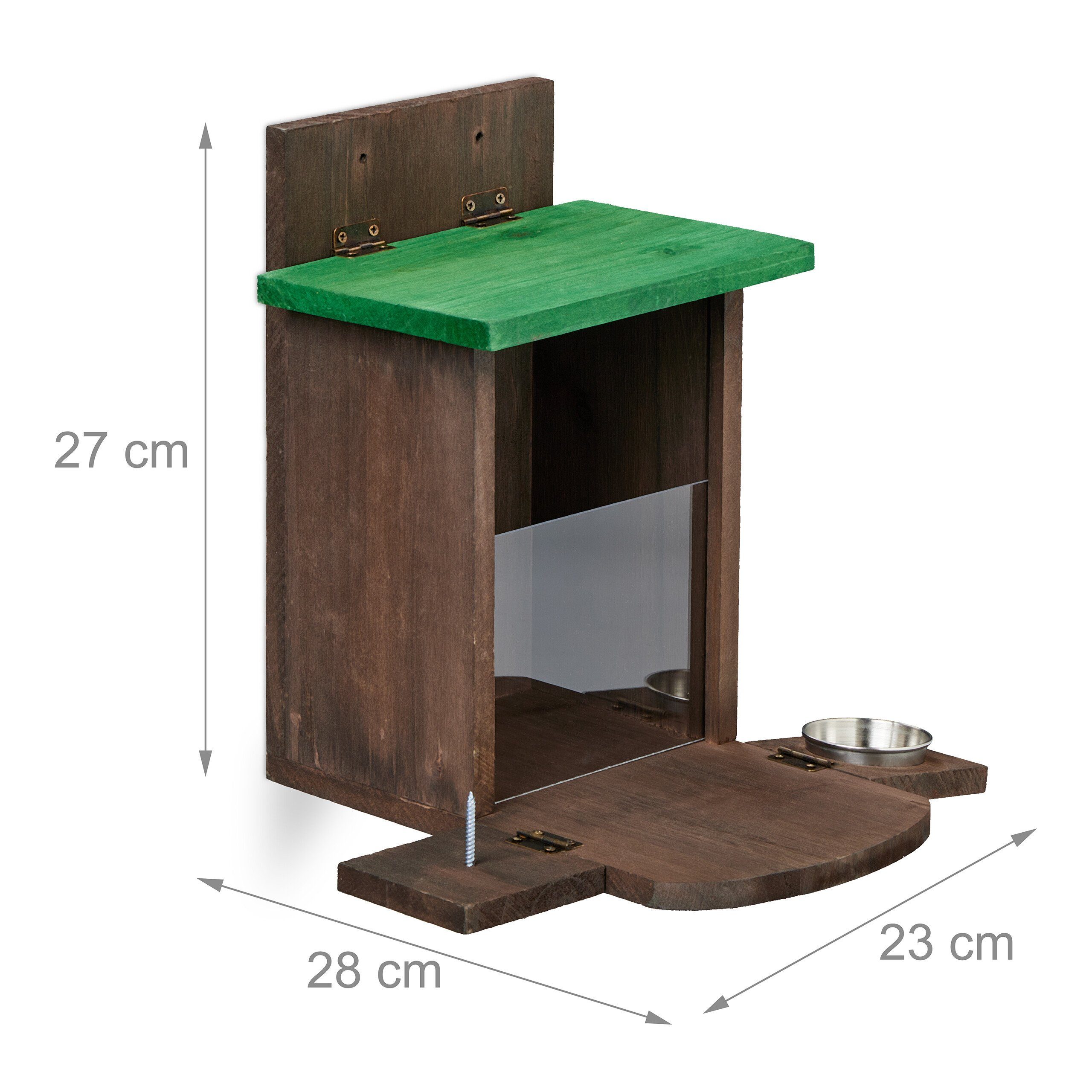 Eichhörnchen Futterspender Aus Holz | Rustikale Futterstation Für Garten | 35cm Wildtier-Futterhaus