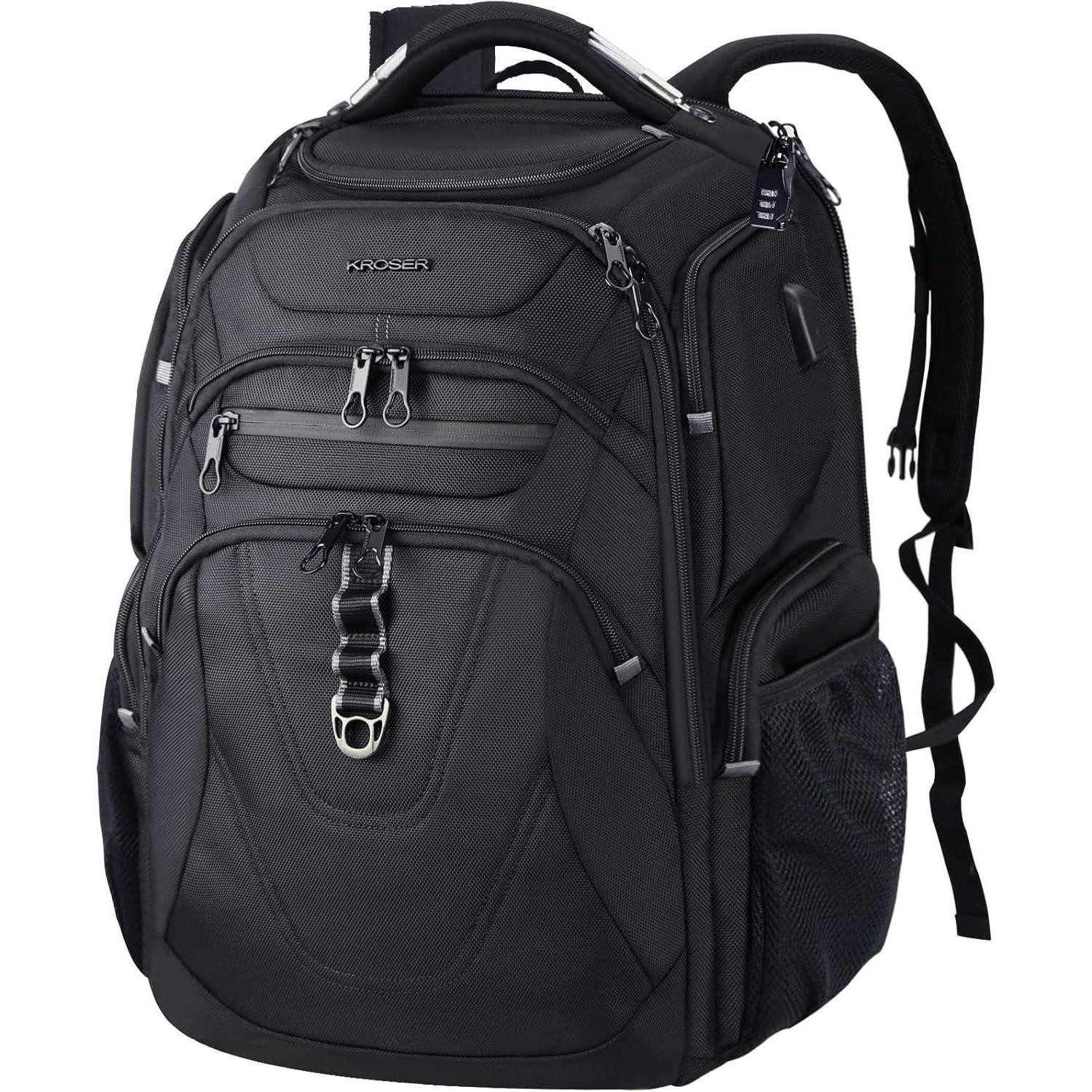 LuxusKollektion Laptoprucksack Laptop Rucksack Herren 18.4 Zoll USB Ladeanschluss Schwarz