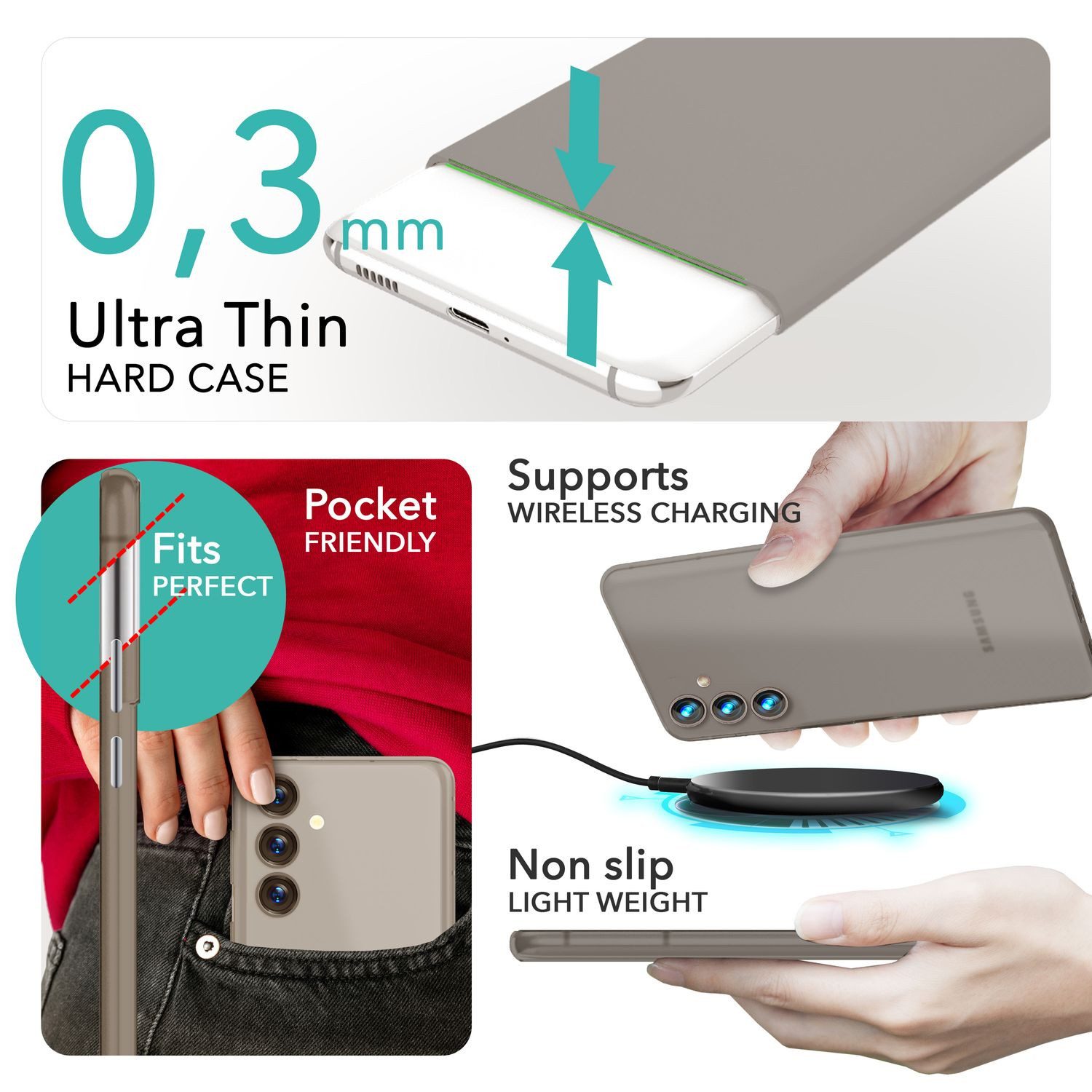 Nalia Smartphone-Hülle Samsung Galaxy S24 Plus 17 cm (6,7 Zoll), Extrem Dünne Matte Hülle / 0,3mm Schlankes Hardcase / Ultra Slim Cover