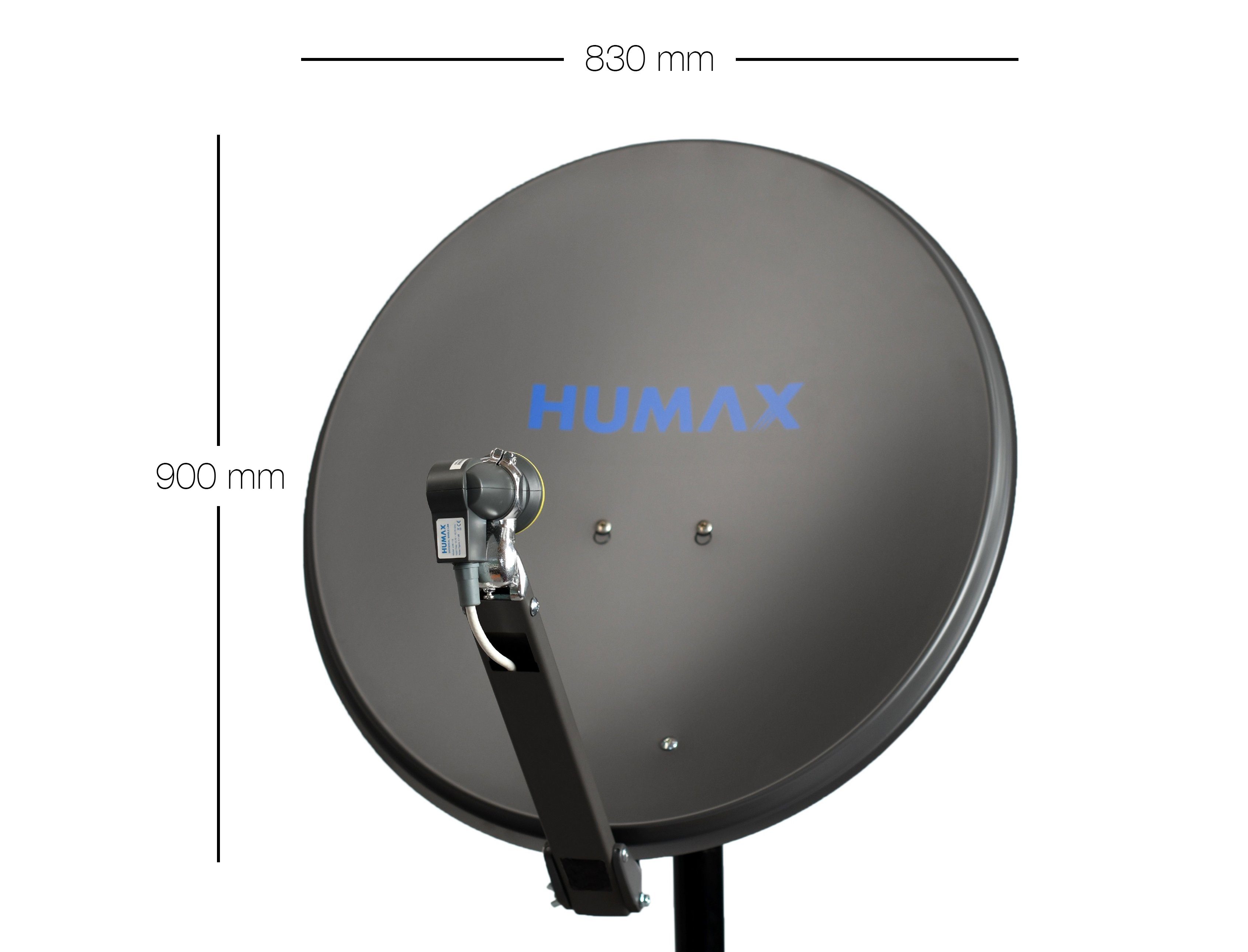 Humax Professional Sat-Spiegel (90 cm, Aluminium, Kabeldurchführung, ziegelrot, anthrazit, hellgrau)