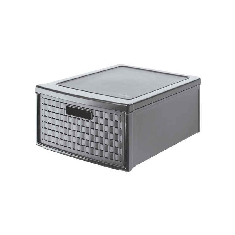 ROTHO Aufbewahrungsbox Country Schubladenbox 19.2l mit 1 Schub in Rattan-Optik, Kunststoff (PP) BPA-frei