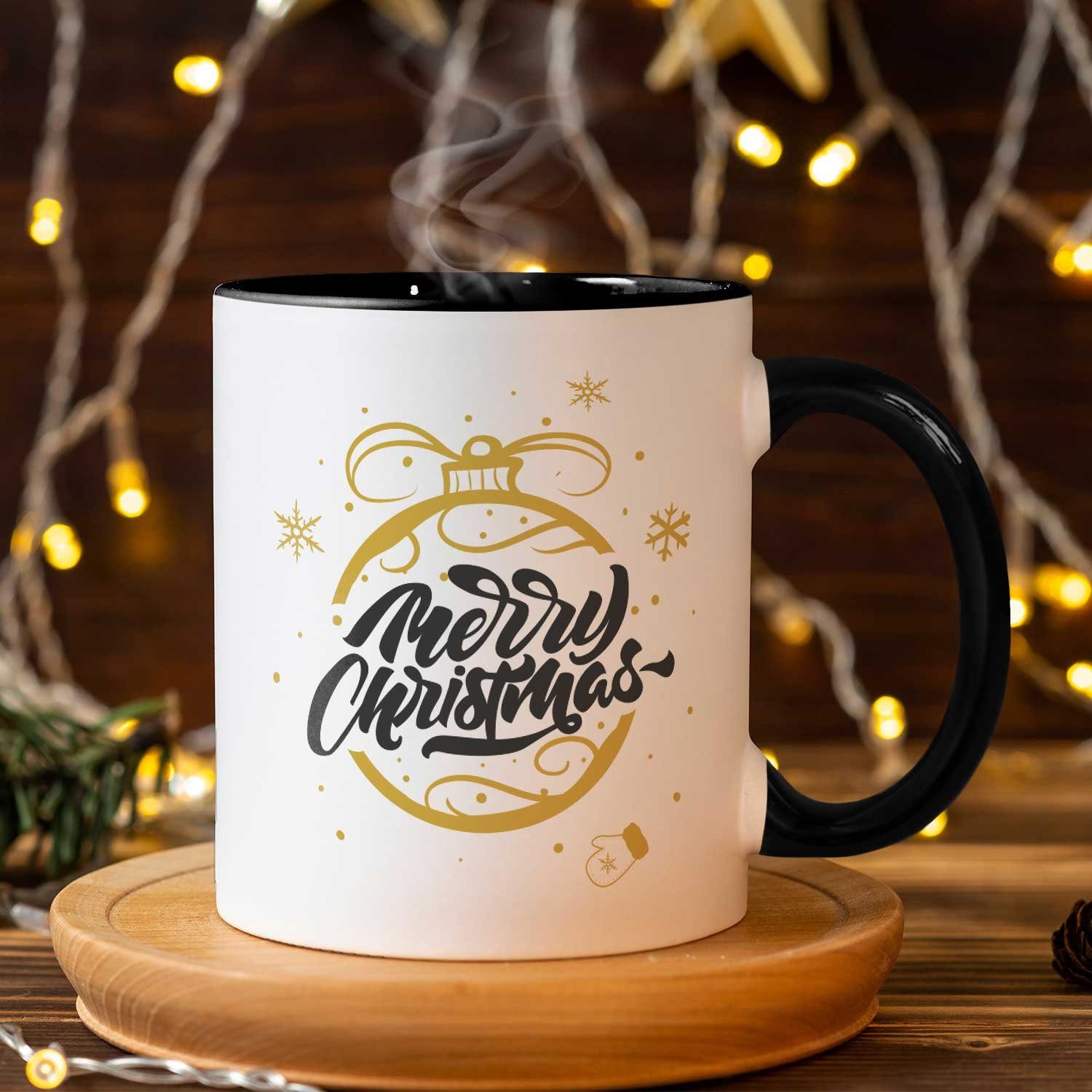 GRAVURZEILE Tasse mit Weihnachtsmotiv - Schwarz Weihnachtskugel zu für - Gold - Männer & Weiß Spülmaschinenfest Weihnachten, Geschenke und Frauen