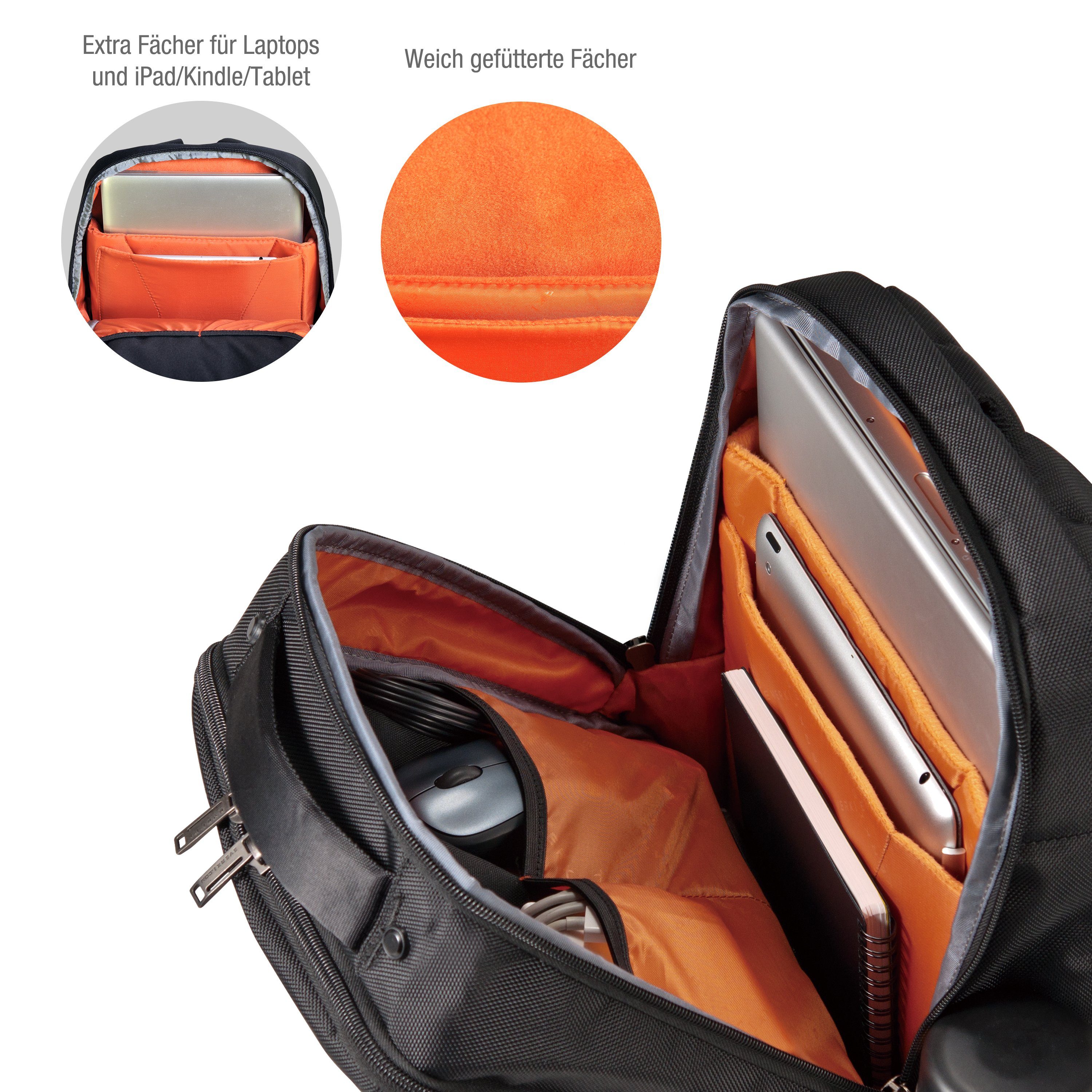 Everki Laptoprucksack Studio Notebook Rucksack (15 Zoll Laptopfach, Viele Fächer, Ecken-Schutz-System), Erweiterbare Kapazität auf 26l / Recycelte Materialien / Schwarz