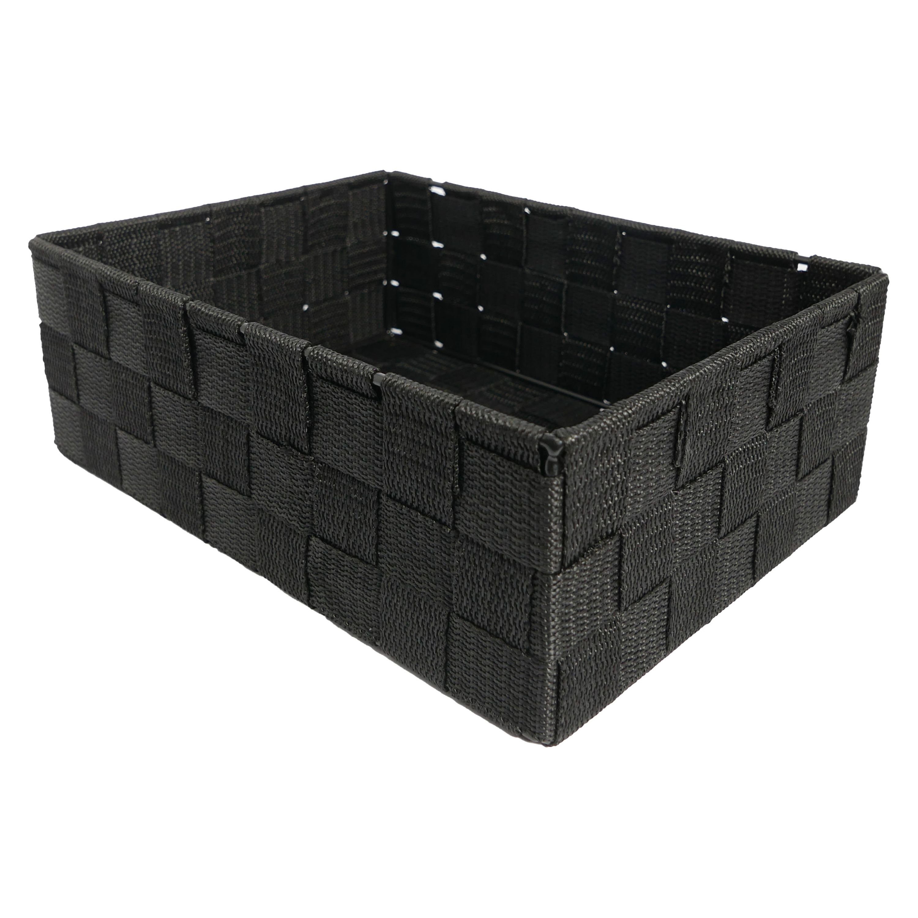 B&S Regalkorb Regalkorb Geflecht schwarz Ordnungsbox rechteckig 25 x 18 cm