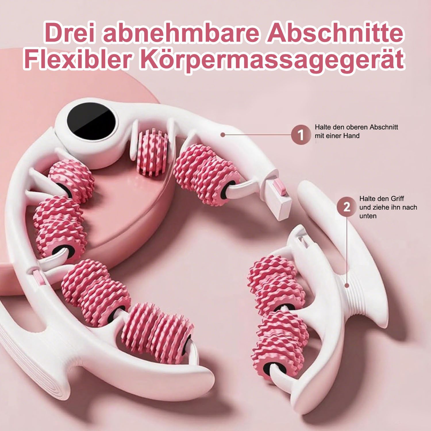 SURFOU Massagerolle Cellulite mit Rollen zur Reduzierung von Cellulite und Flüssigkeiten (Massageköpfe Faszienmassagegerät), für Beine Glutee Arme und Bauch abnehmbar