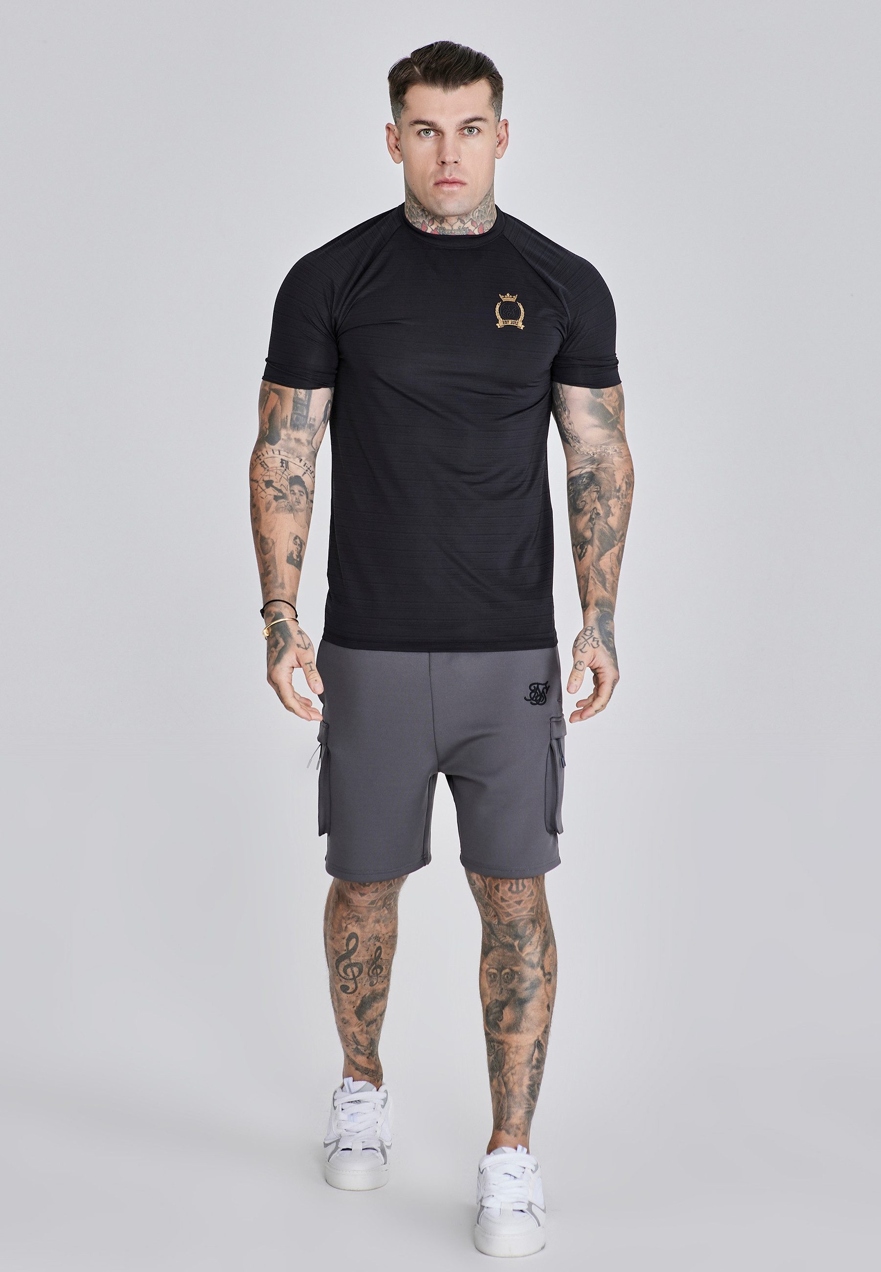 T-Shirt SikSilk Herren Crest Tech T-Shirt