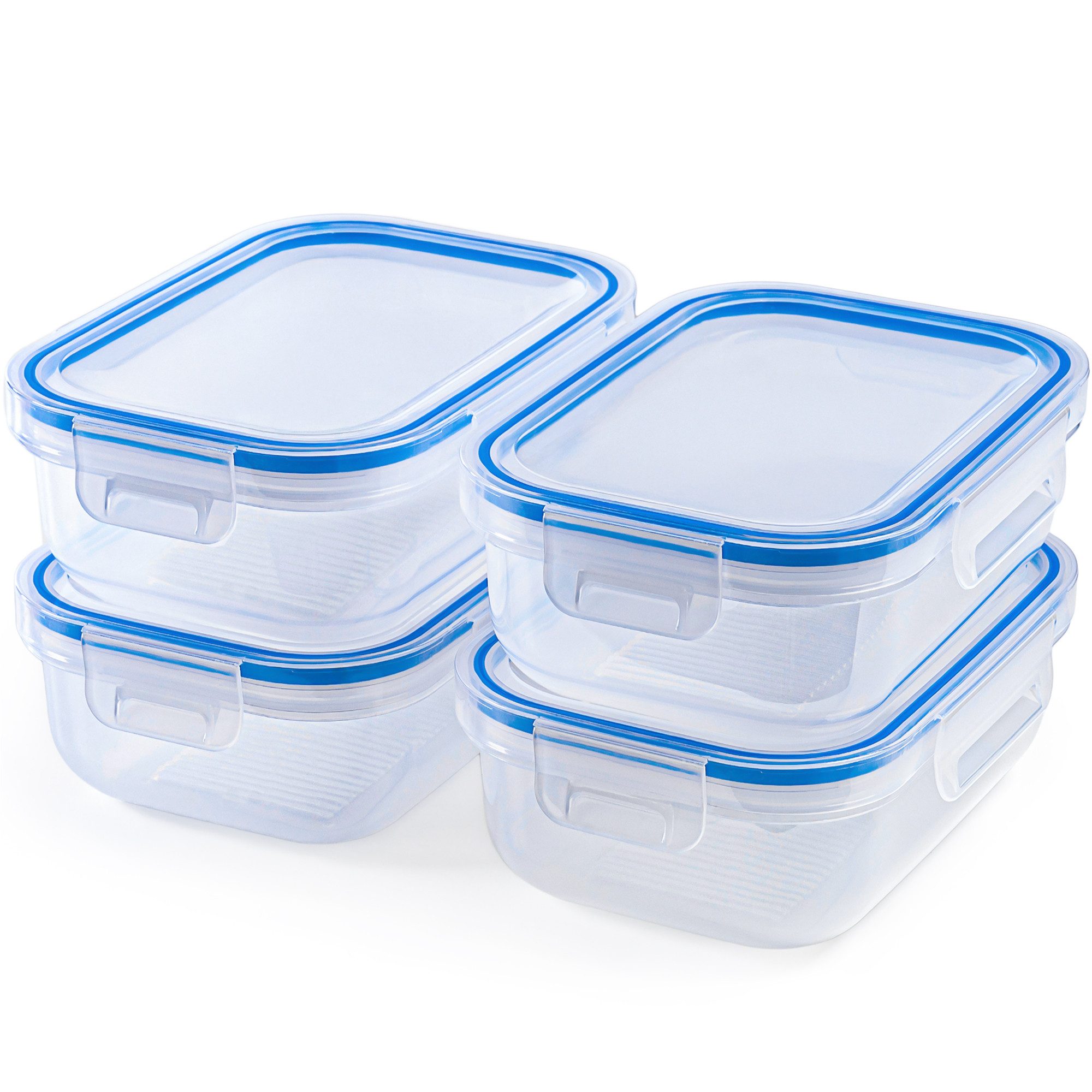 KONZEPT Frischhaltedose Set 1L mit Deckel,Kühlschrank Organizer Transparent, (4-tlg), Stapelbar, Lunchbox Auslaufsicher lebensmittelechtem Kunststoff