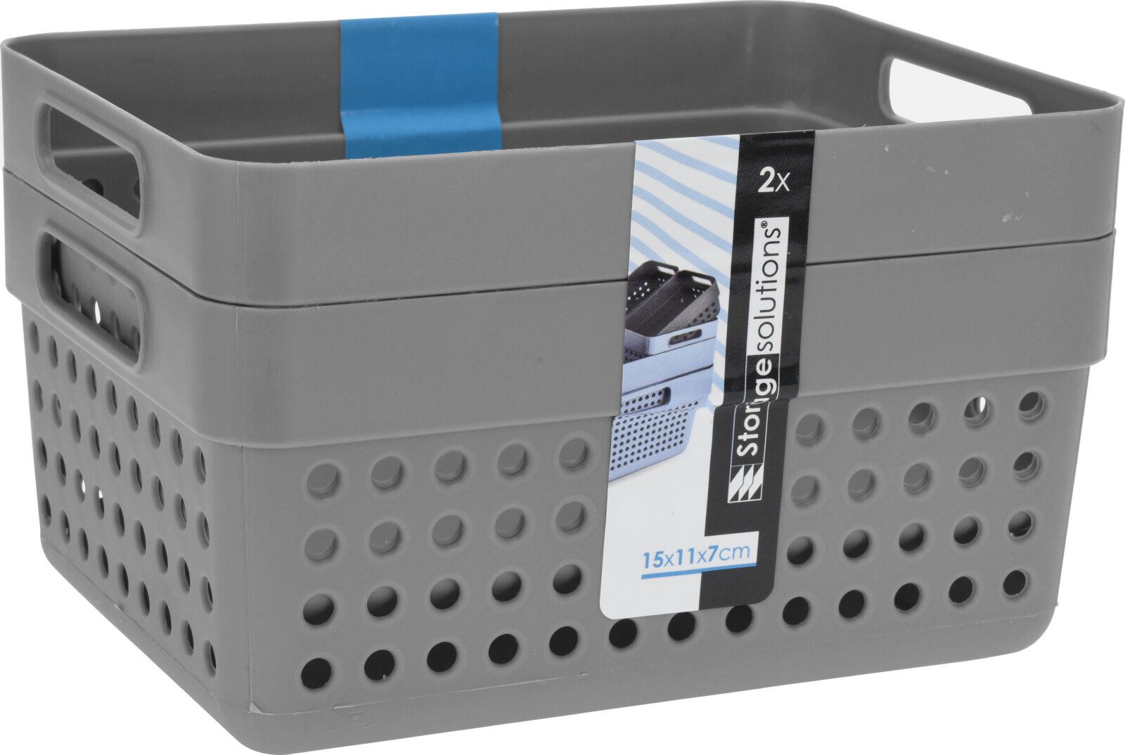 Koopman Aufbewahrungskorb 17x11x7cm Kunststoff 10 Tlg. Set (10 St), 10tlg, Ordnung, Grau, Tragegriffe, Kunststoff