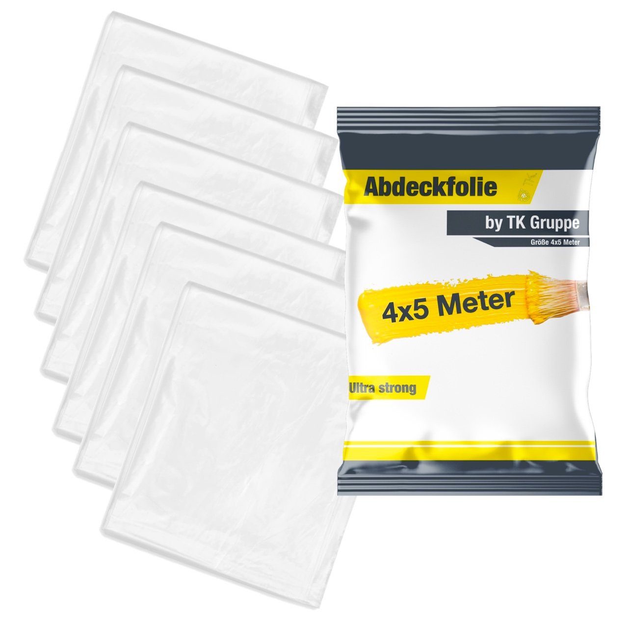 PlaneEasy.® Abdeckfolie 6x Malerfolie 4 x 5m - transparent - Malerzubehör, wie Malervlies, (Packung, 6-St., 6x Abdeckfolie 4x5m), reißfest und wasserdicht