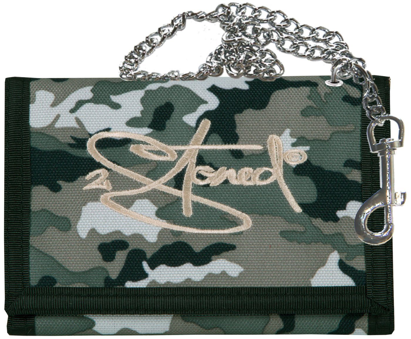 2Stoned Geldbörse Wallet Classic mit Kette und Klettverschluß für Erwachsene u. Kinder, verchromte Kette mit Karabiner