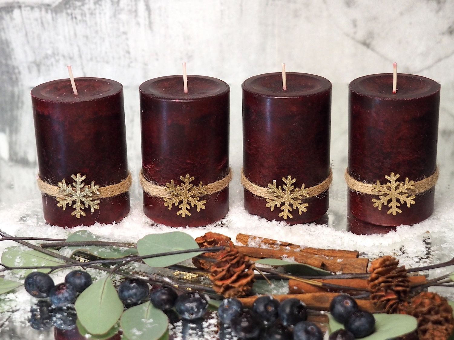 ZauberDeko Adventskerze 4 Adventskerzen Kerzen Stumpenkerzen Bordeaux Rot S günstig online kaufen