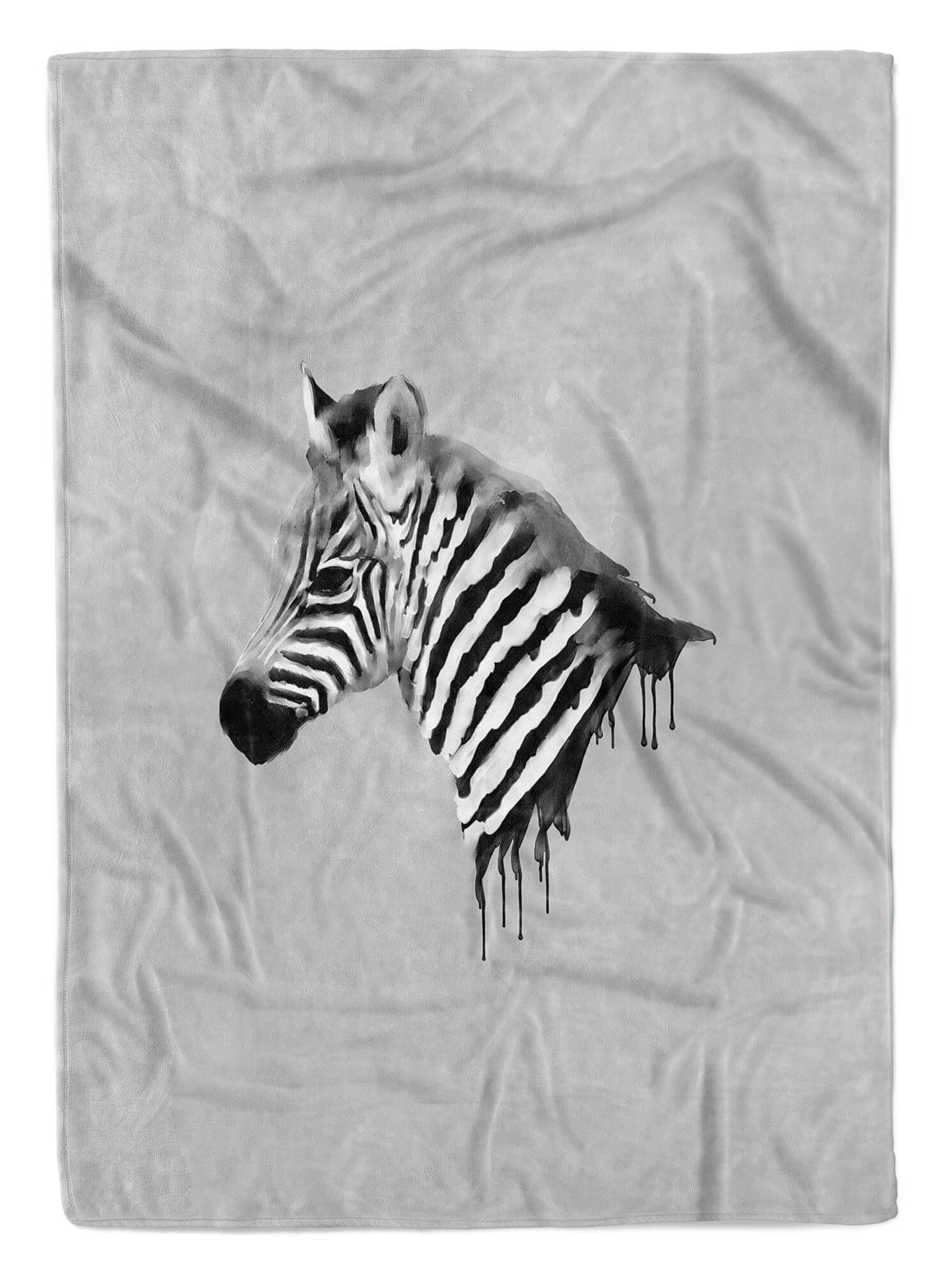 Sinus Art Handtücher Handtuch Strandhandtuch Saunatuch Kuscheldecke Grau Baby Zebra Motiv, Baumwolle-Polyester-Mix (1-St), Handtuch