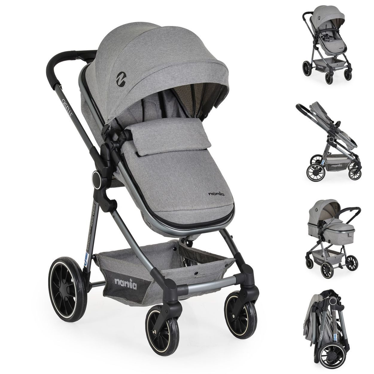 Moni Kombi-Kinderwagen Kombikinderwagen 2in 1 Giselle, umbaubar Korb klappbar 5-Punkt-Gurt 22 kg