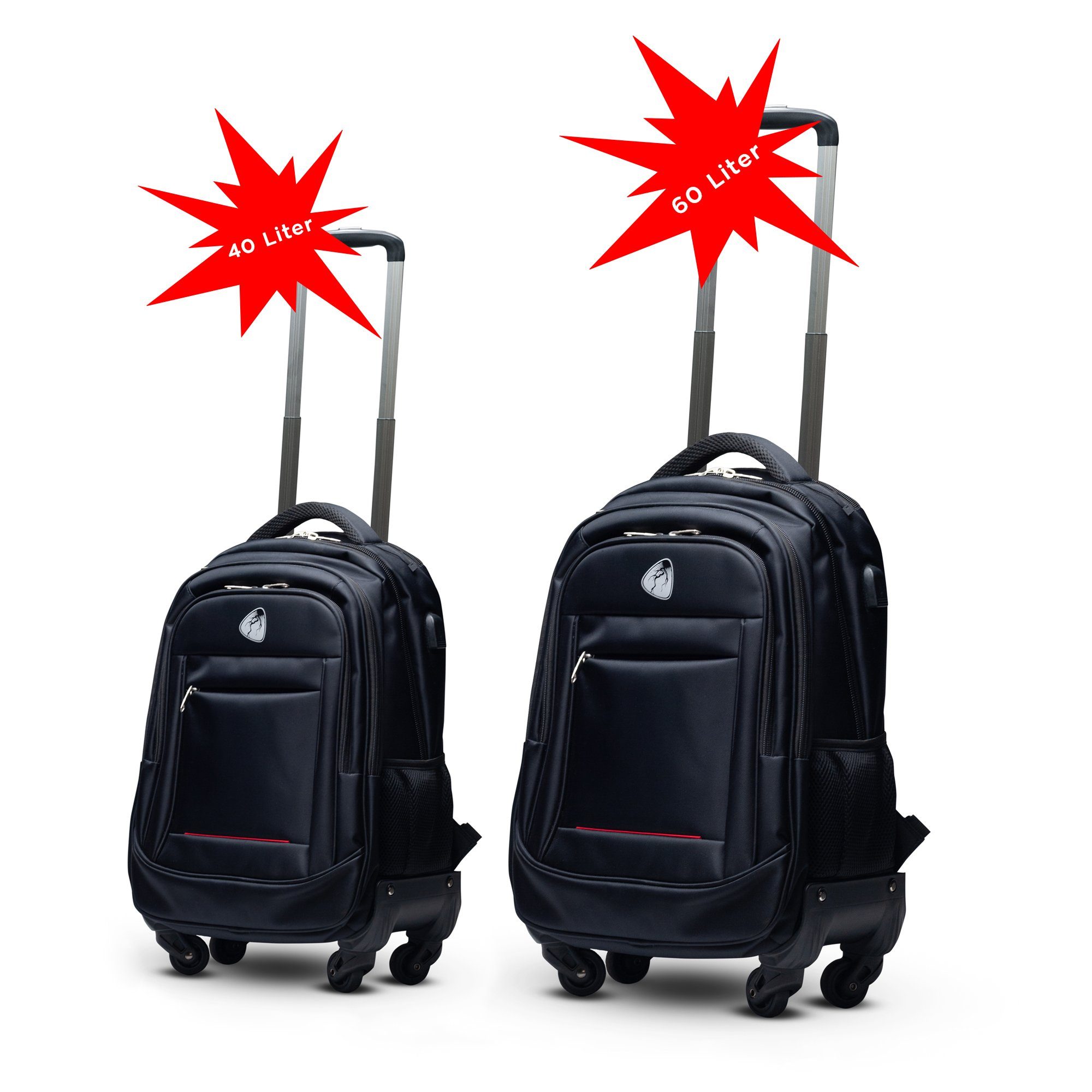 mit +60L) Business-Trolley Rucksack (40L Set BLITZER Business Funktion Trolley im