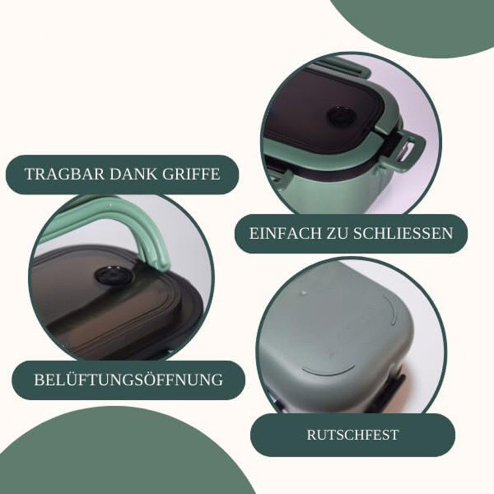 Diwzbyn Lunchbox für Kinder und Erwachsene, Brotdose mit Fächern, 14,5 x 21 x 8 cm – Bild 5 von 5