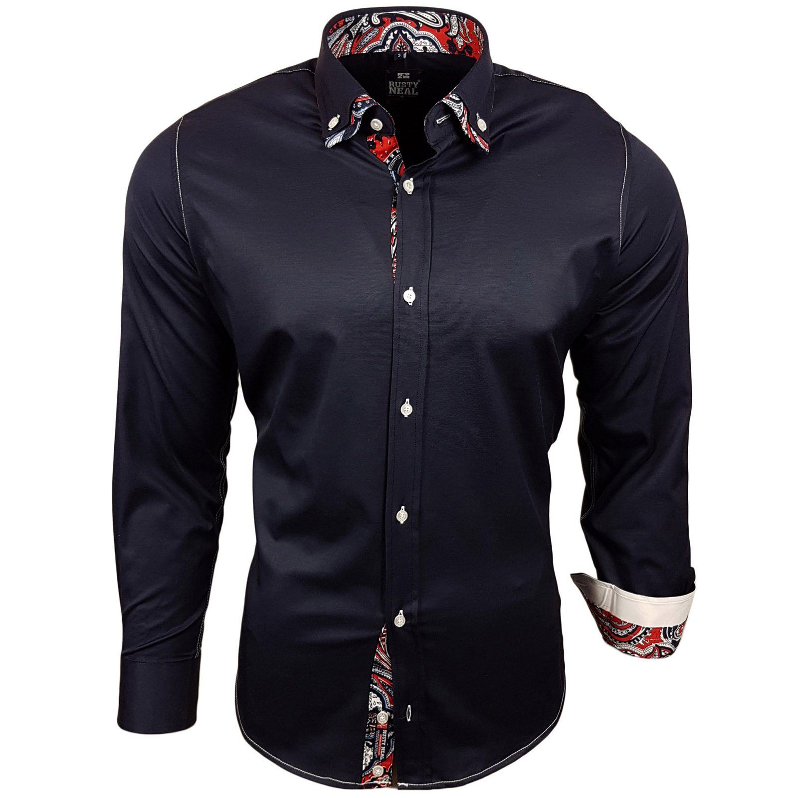 Rusty Neal Langarmhemd »RUSTY NEAL Herren ButtonDownHemd FreizeitShirt R11019 BusinessHemd
