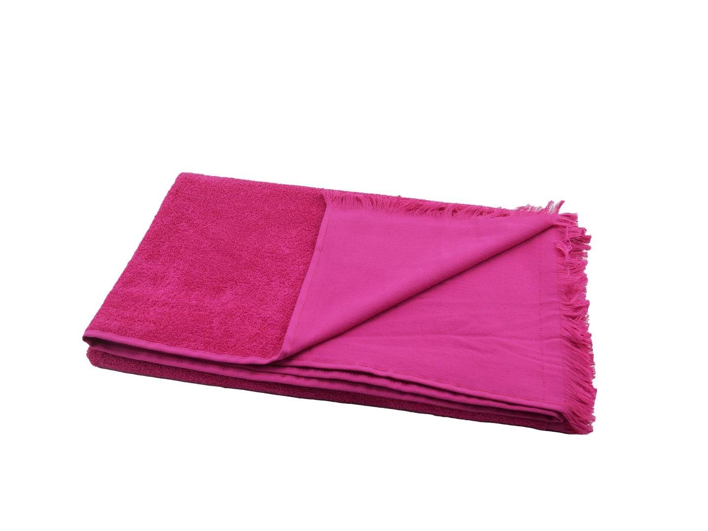 Frottee cm, Fransen pink, Sensepura (1-St), Handtuch Saunatuch Badetuch saugstarkes Baumwolle Sauna 90x180 gerade Hamamtuch