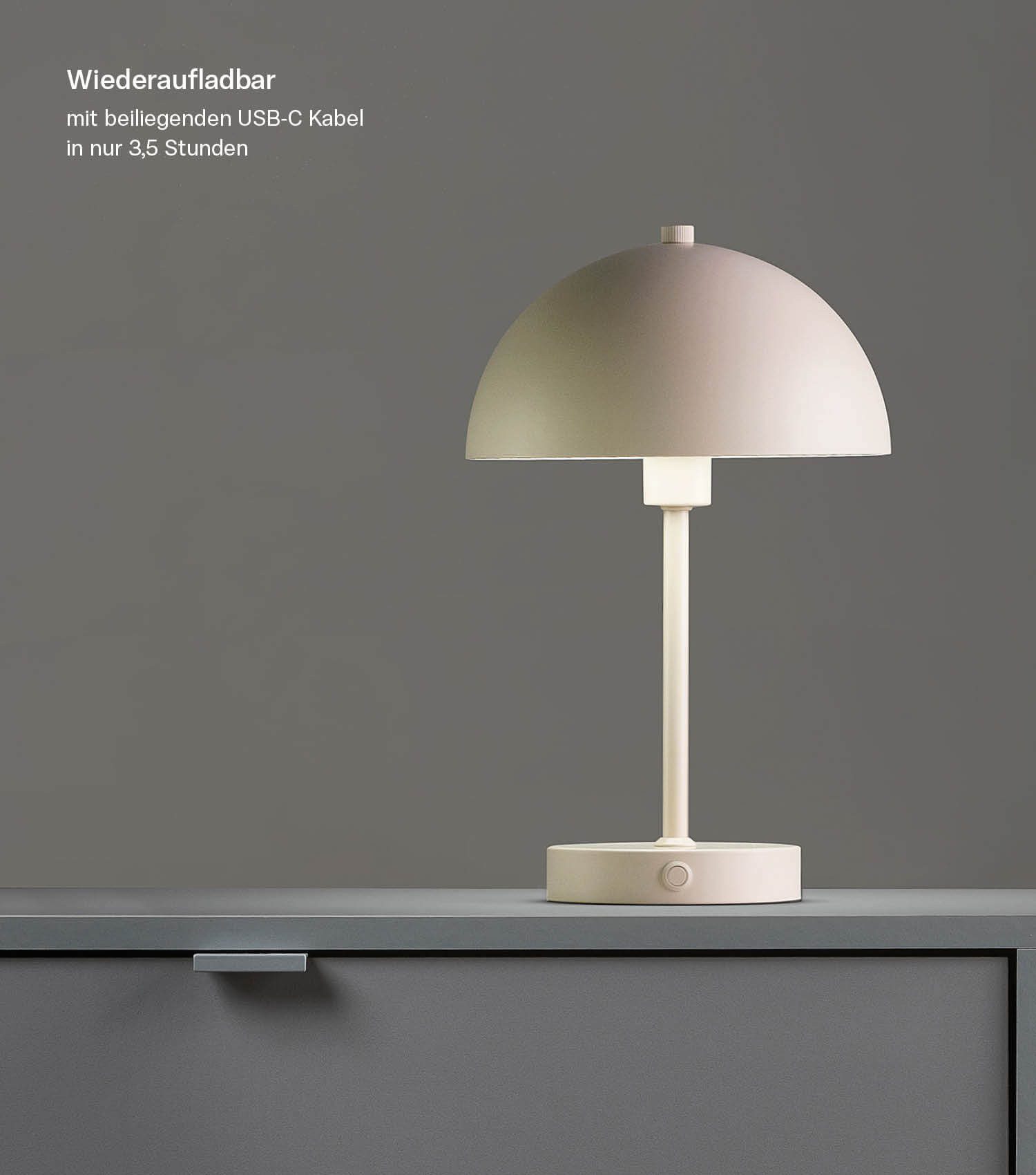 mokebo Tischleuchte Der Leuchtturm, Warmweiß, Tischlampe kabellos, aufladbar, dimmbare vintage LED-Lampe mit Akku