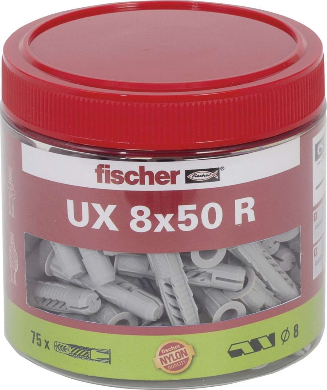 Fischer Befestigungstechnik fischer Schrauben- und Dübel-Set Fischer Universaldübel UX 8.0 x 50 mm - 75 Stück | Schrauben-Dübel-Sets
