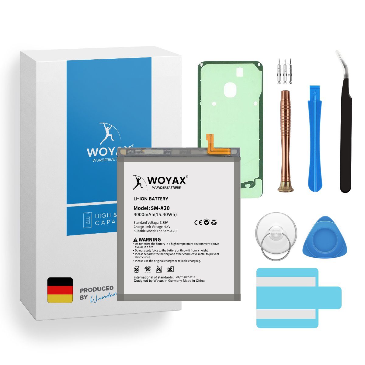 Woyax Wunderbatterie Akku für Samsung Galaxy A20 A30 A50 EB-BA505ABU Handy-Akku 4000 mAh (3,85 V)