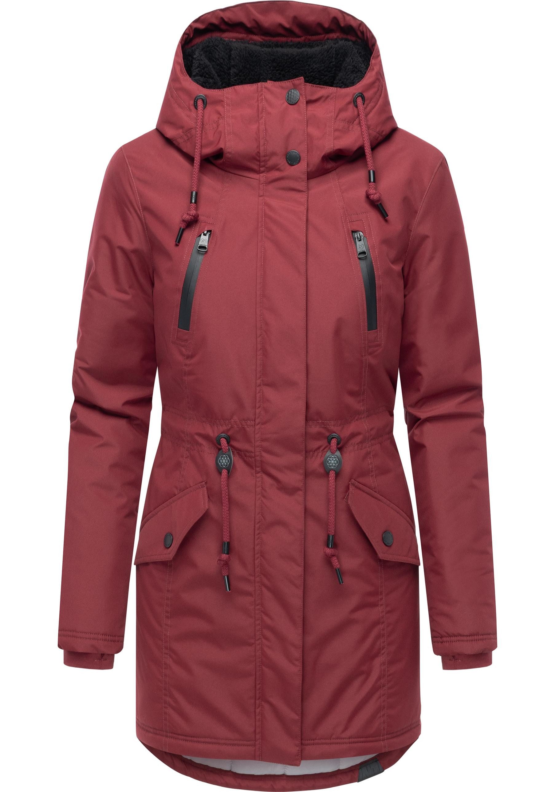 Ragwear Wintermantel Elsien wasserdichter Winterparka mit Teddyfell-Futter