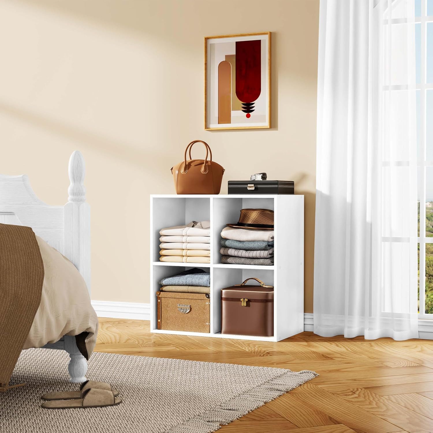 Woltu Bücherregal, 1-tlg., Würfelregal 4 Fächer aus MDF 60x30x60cm Weiß günstig online kaufen