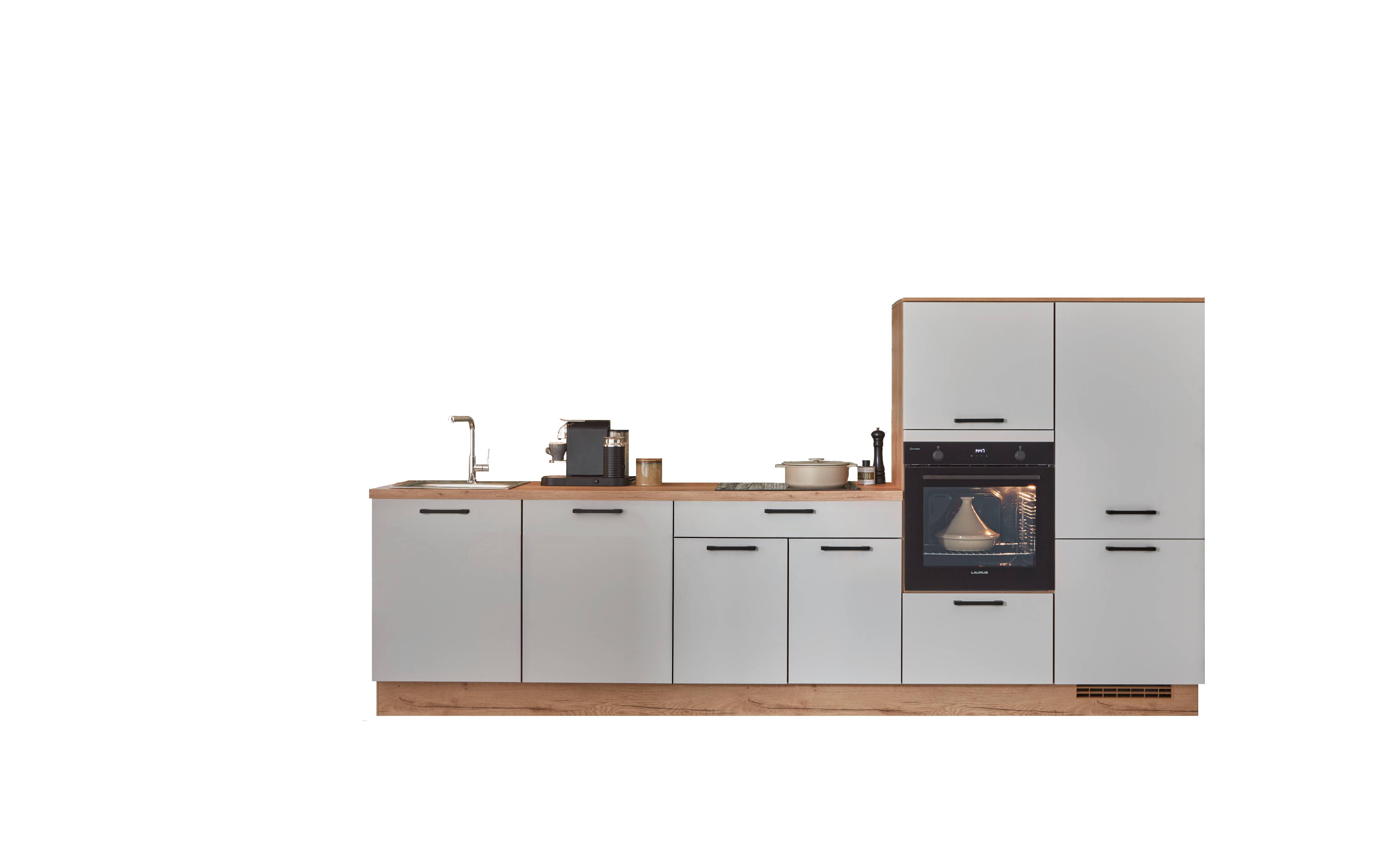 nobilia® Küchenzeile Tana, individuell anpassbar, gratis Küchenplanung mit Profis, (Breite 330 cm), vormontiert, wahlw. mit E-Geräten, Preis inkl.Lieferung