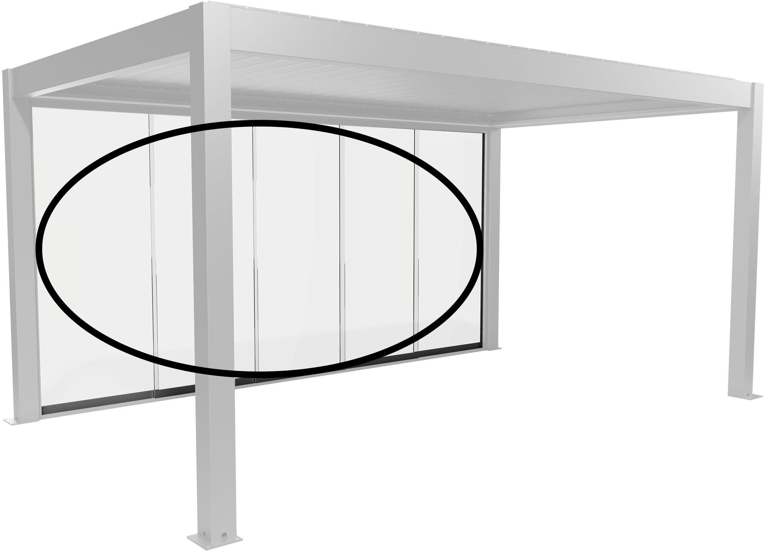 Biohort Glasschiebetür Klarglas Gr. 5 m für Pergola, verschiedene Farben, 475,5x 234,9 cm, Glaselemente aus 10 mm ESG