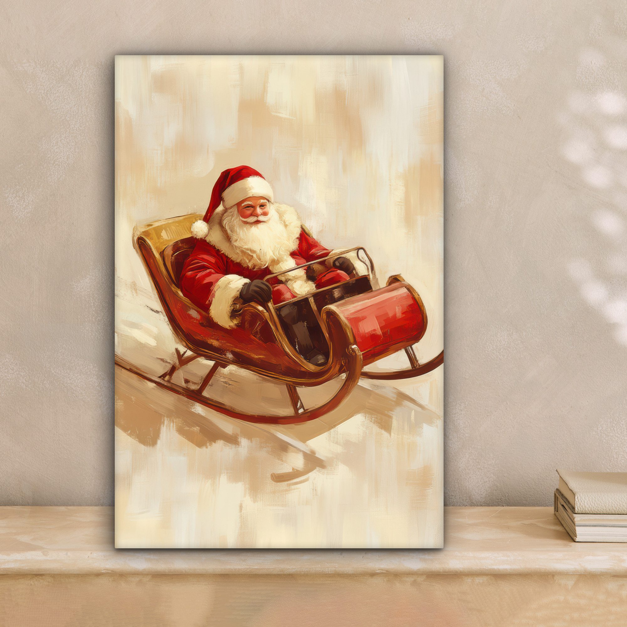 OneMillionCanvasses® Leinwandbild Weihnachten - Schlitten - Weihnachtsmann, günstig online kaufen