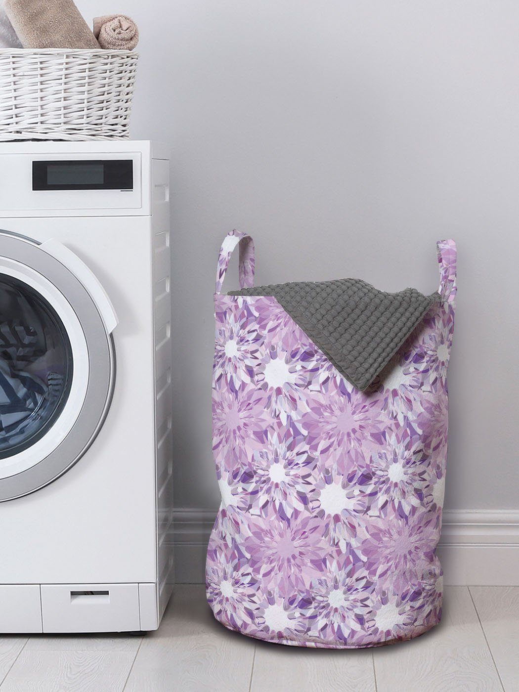 Abakuhaus Wäschesäckchen Kordelzugverschluss für Retro Wäschekorb Design Waschsalons, Floral Digitales mit Griffen