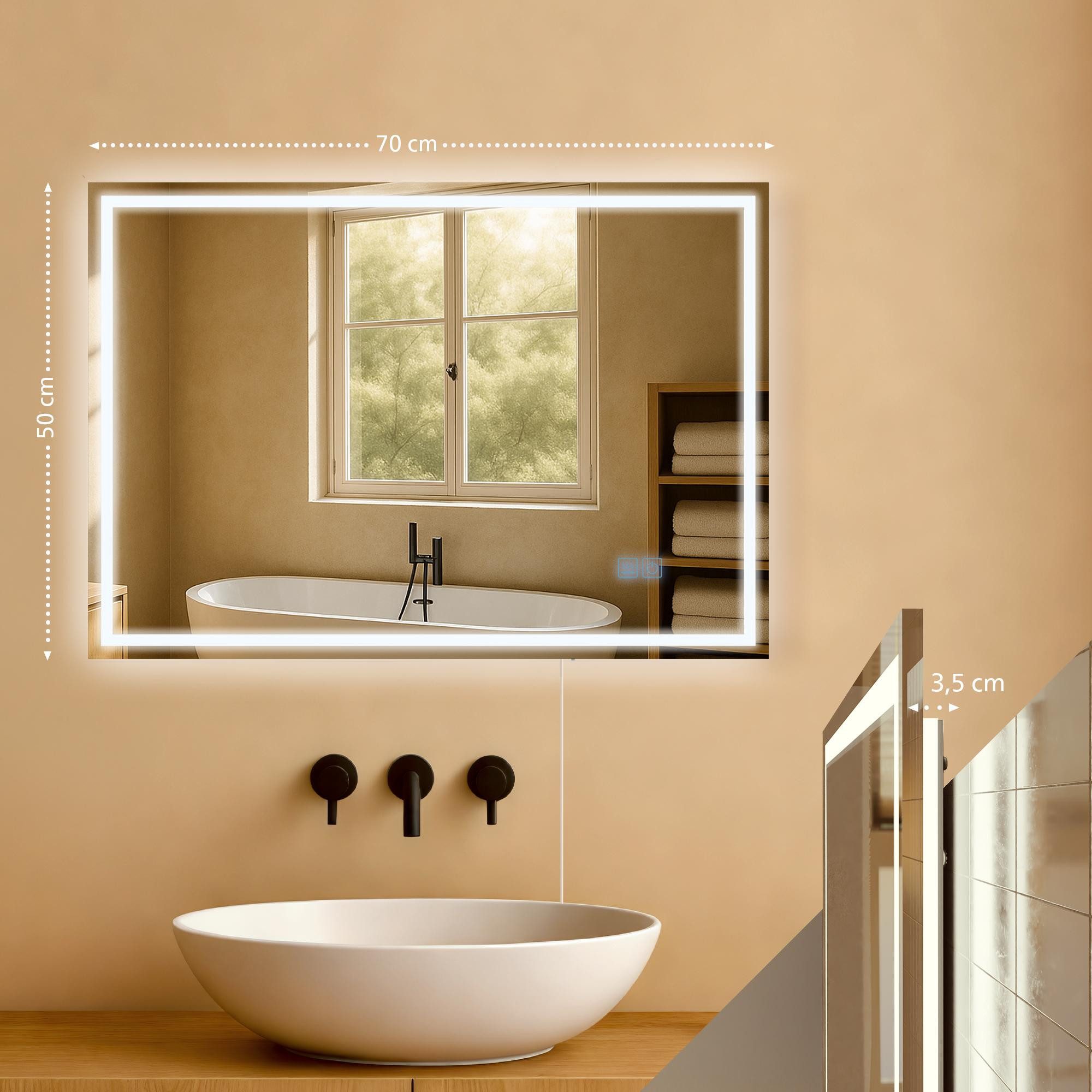 CLP Wandspiegel Jaffrey (1er), Anti-Beschlag, LED-Licht, dimmbar, 3 Modi, I günstig online kaufen