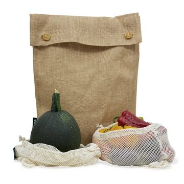 achilles Einkaufskorb Handle-Box Nature Einkaufskorb mit Obst und Gemüsebeutel Baumwoll-Korb