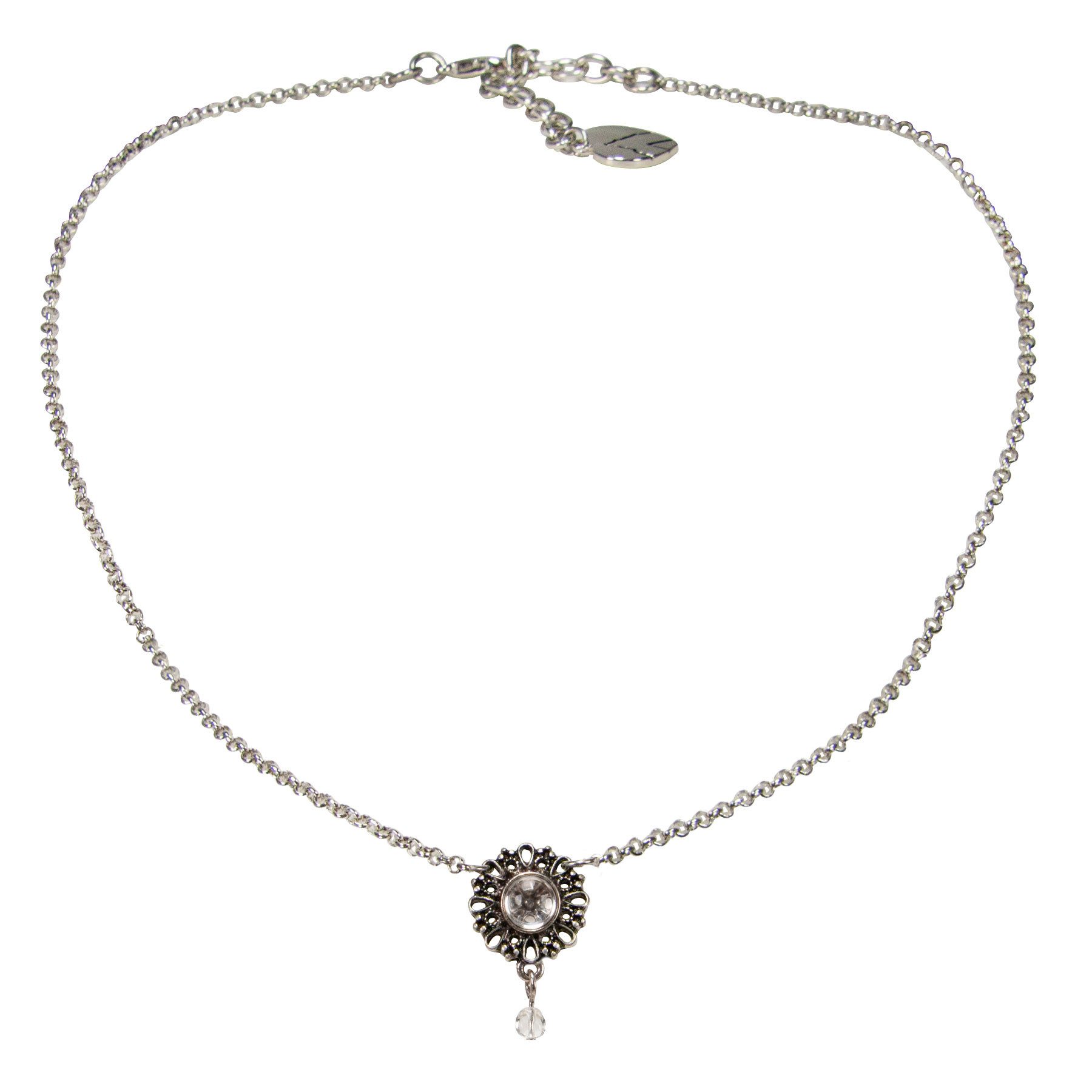 Alpenflüstern Collier Metall-Trachten-Halskette Helena (klar), - Damen-Trachtenschmuck Dirndlkette