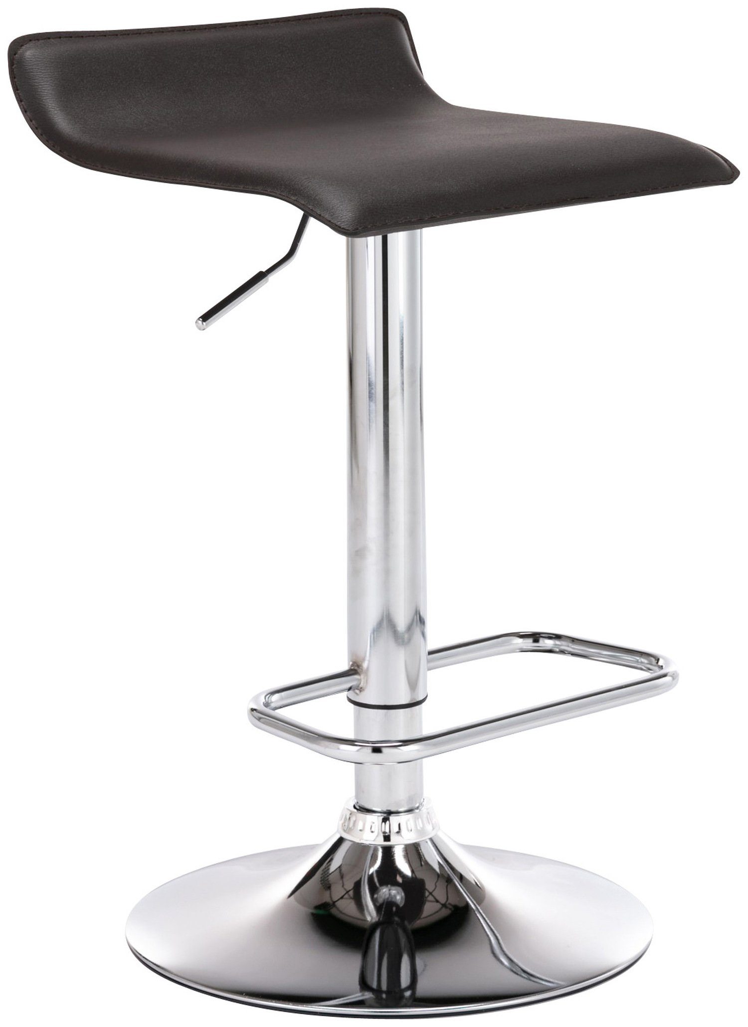 TPFLiving Barhocker Dynasty (mit Fußstütze - Sitzfläche: chromfarbener Hocker Theke drehbar 360° Stahl - Küche), Braun - & für Barstuhl höhenverstellbar - Kunstleder