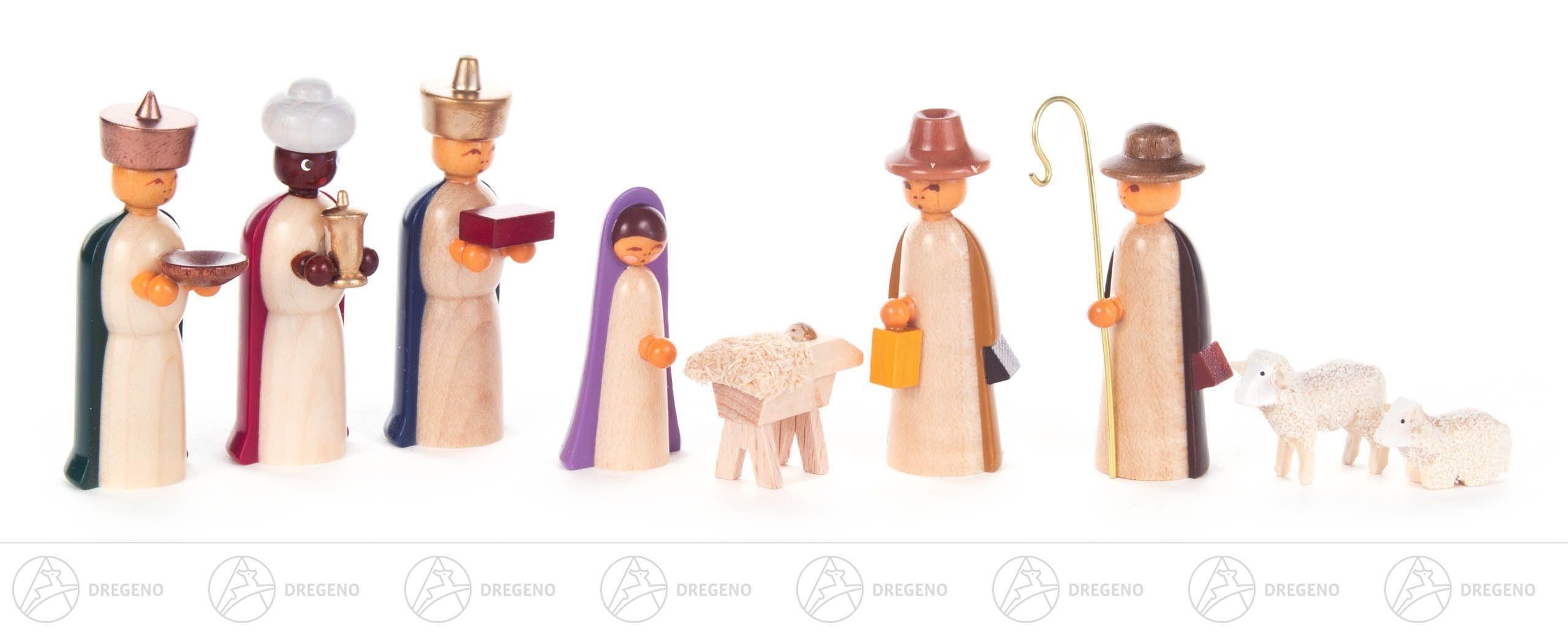 Dregeno Erzgebirge Krippe Krippen und Zubehör Krippefiguren farbig (9) Breite x Höhe x Tiefe