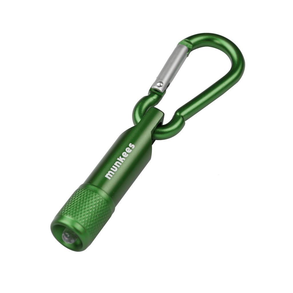 Munkees Taschenlampe Mini LED Leuchte mit Karabiner, Grün (Einzelartikel, 1-St), Kompakt, LED-Leuchte, Karabiner, Drehmechanismus