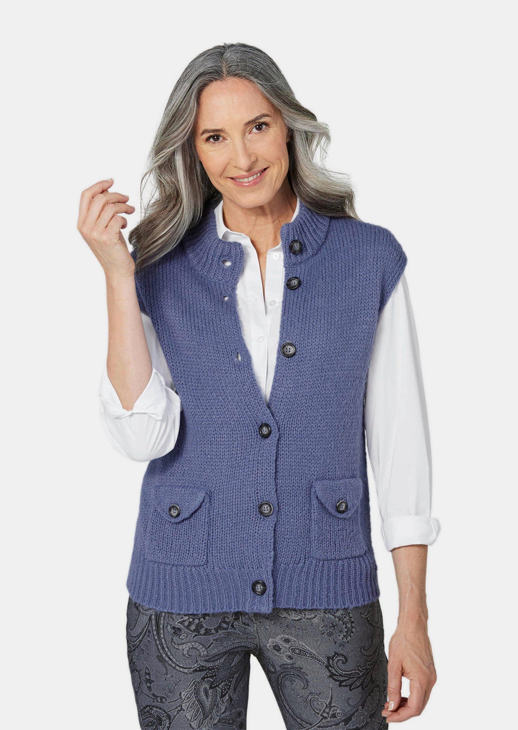 GOLDNER Strickweste Strickweste mit aufgesetzten Taschen