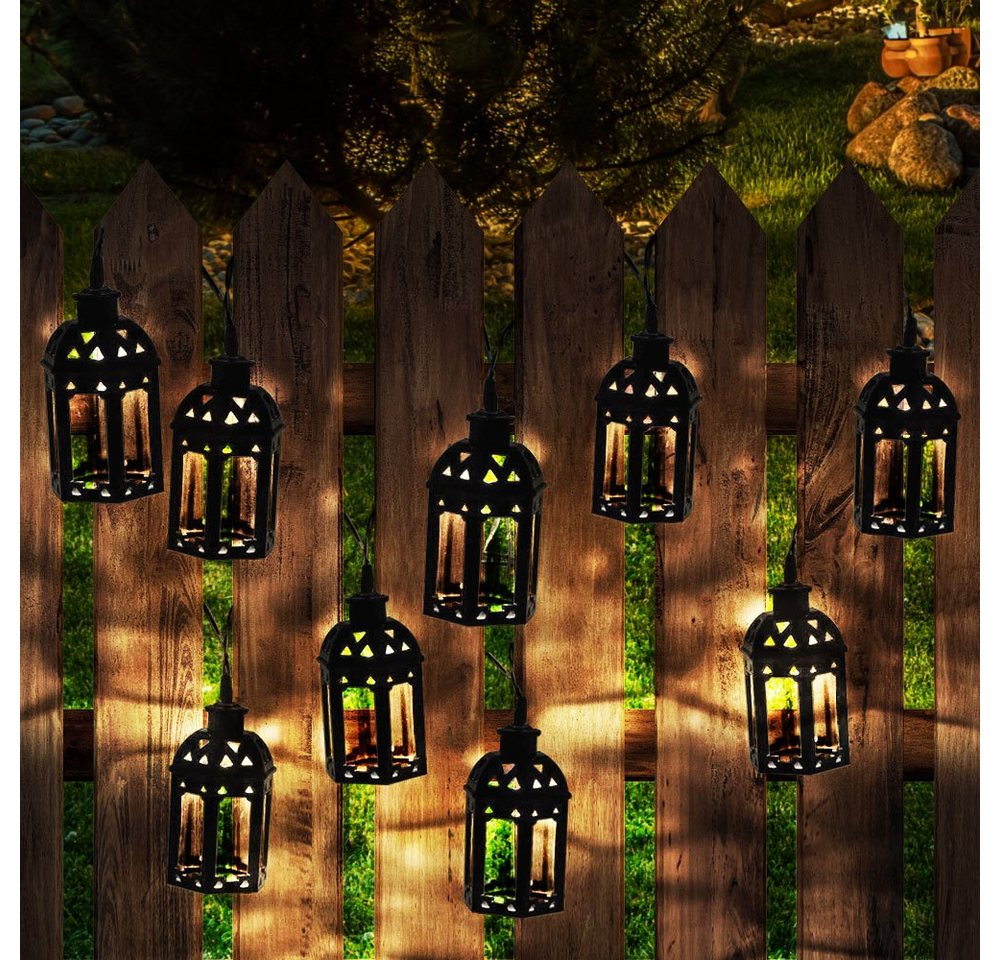 NOWA LED Dekolicht, LED-Leuchtmittel fest verbaut, Warmweiß, Lichterkette Solarlampe Außenleuchte 10x LED Laterne orientalisch L 2m