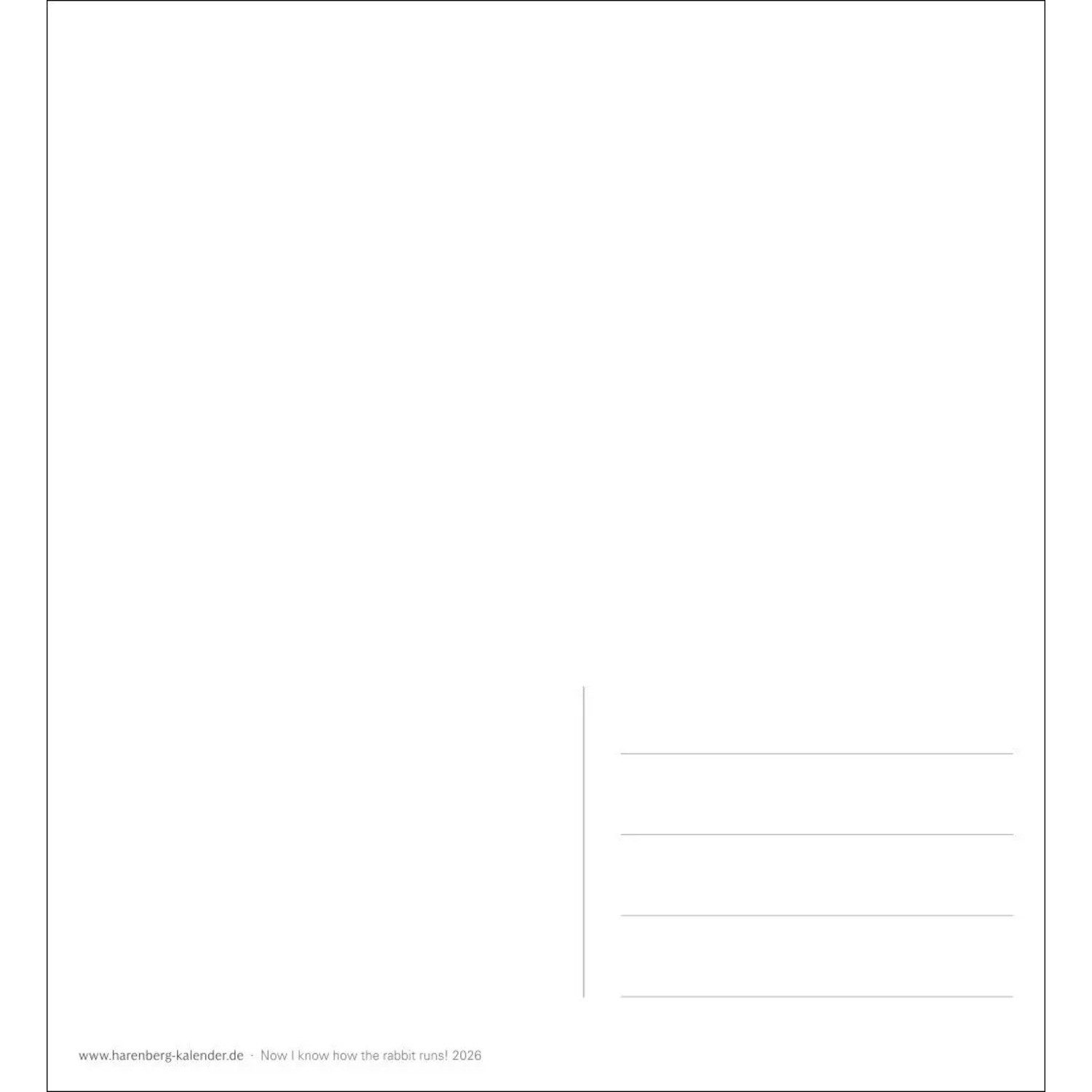 Harenberg Kalender Verlag Wandkalender Now I know how the rabbit runs Postkartenkalender 2026 - 53...