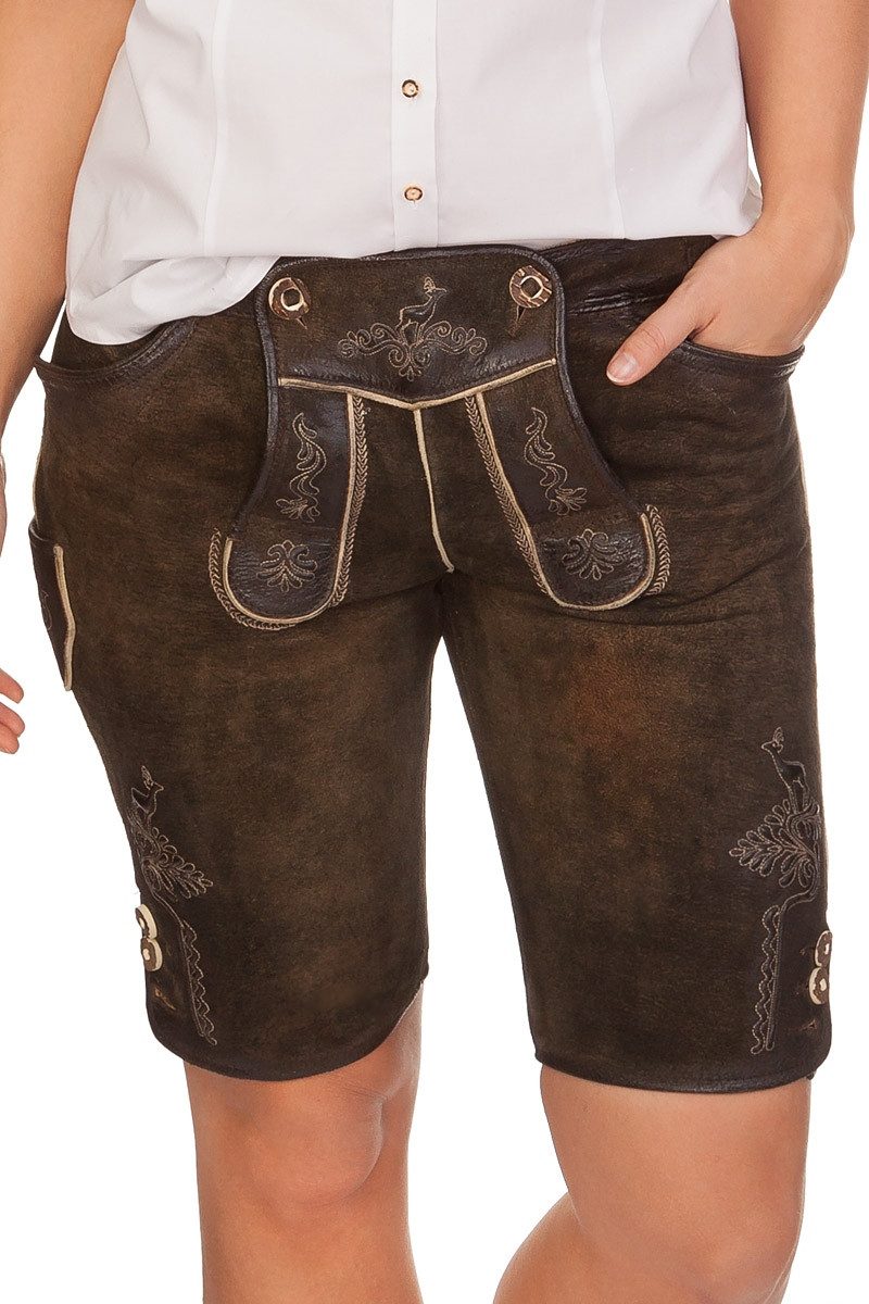 Maddox Lederhose Trachtenlederhose Damen - GERTRUD - ebenholz