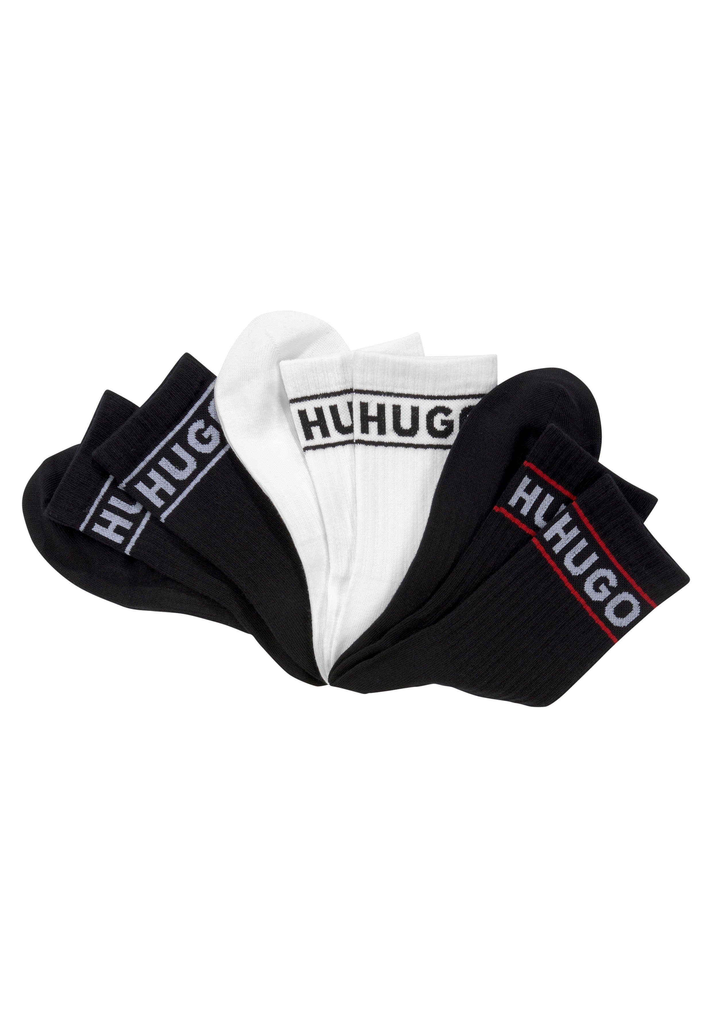 HUGO Freizeitsocken 3P QSRIB SPORTY CC W (Packung, 3-Paar, 3er) mit kontrastfarbenem Logodetail