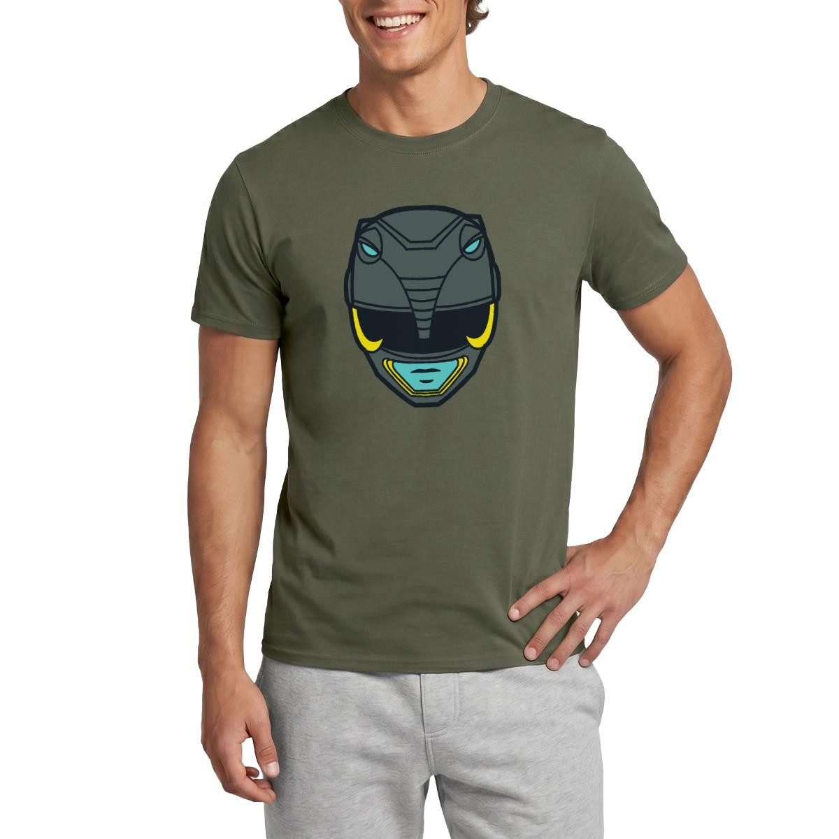 Spreadshirt T-Shirt Power Rangers Schwarzer Ranger Helm Männer T-Shirt (1-tlg)