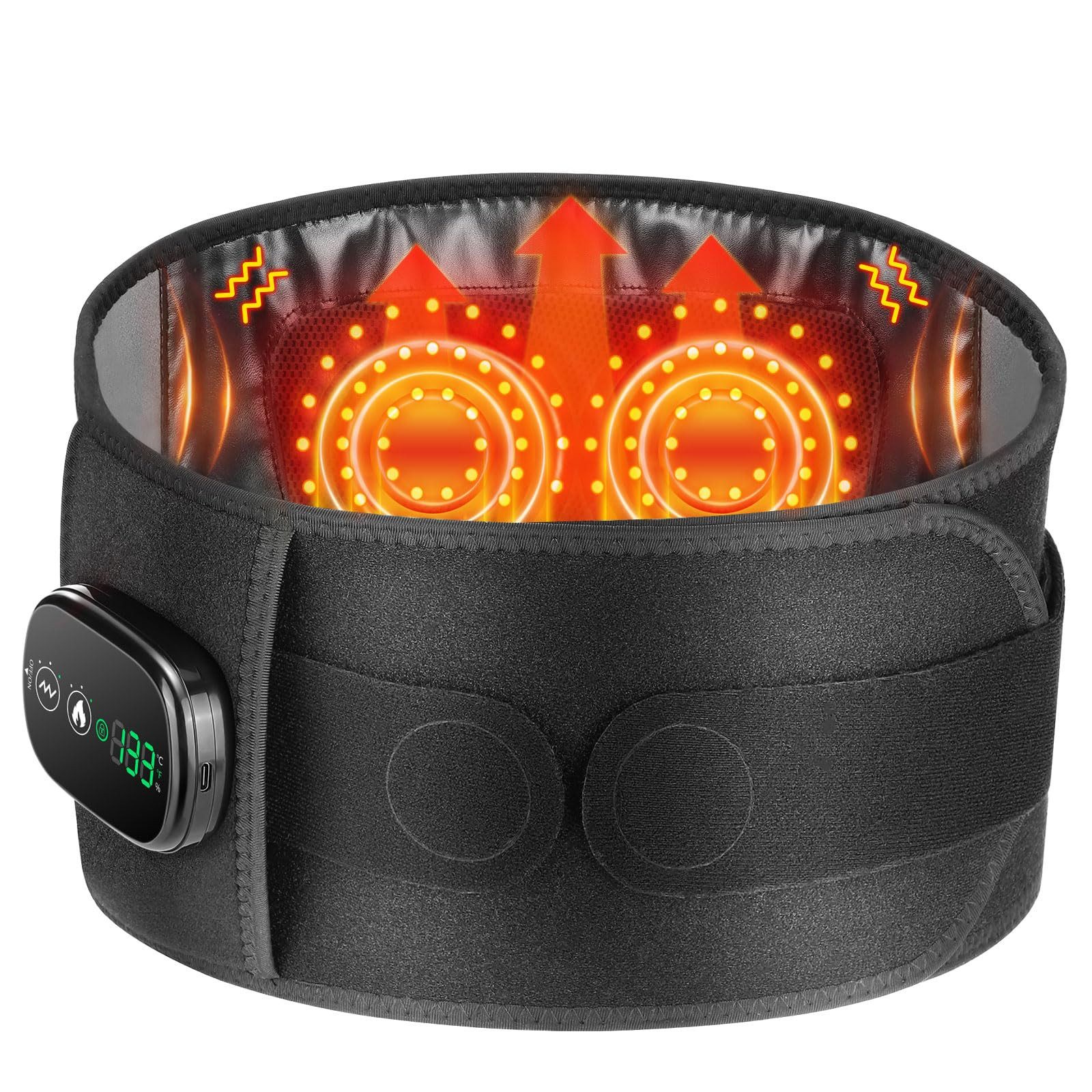 Tekoo Rücken Stützgürtel Rückengürtel mit Wärme & Massage, 5000mAh Akku, Kabellose Anwendung, 5000mAh Akku, 5 Temperaturstufen (45-65°C)