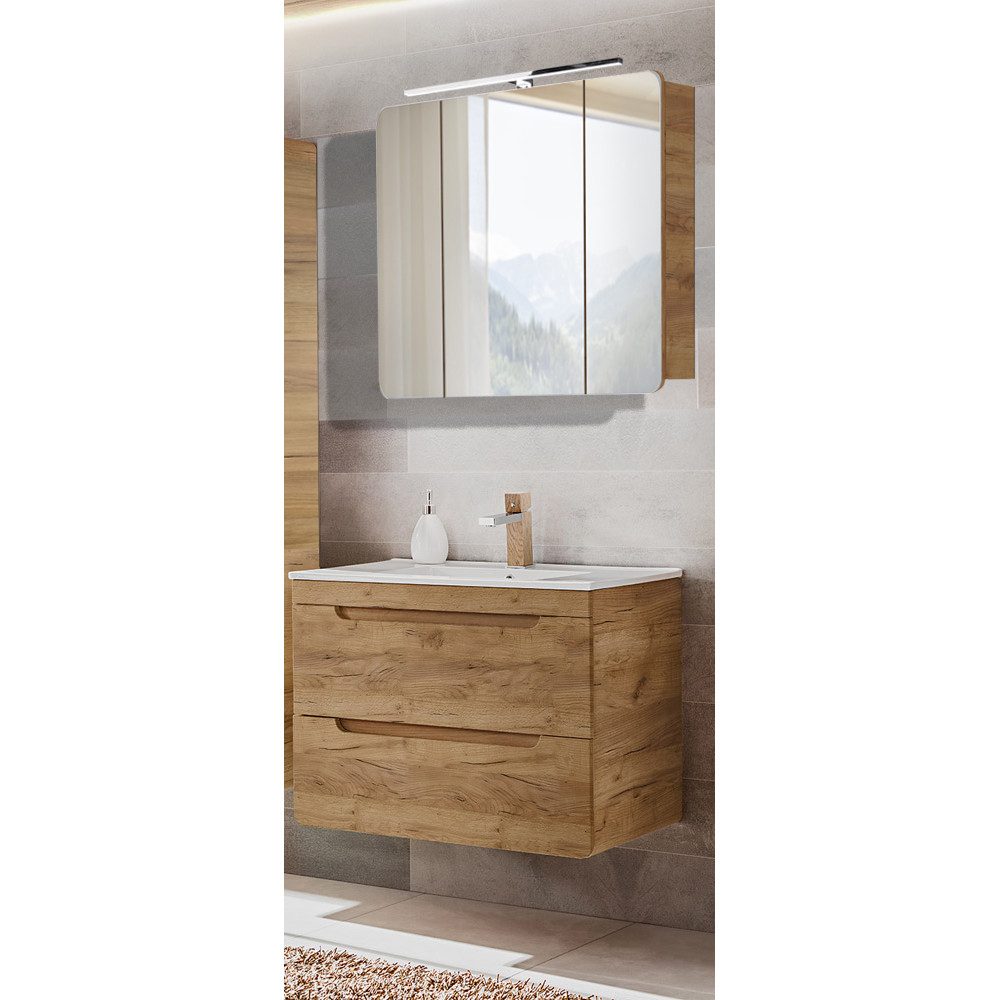 Lomadox Badmöbel-Set LUTON-56-CRAFT, (Spar-Set, 2-St), Waschtisch und Spieg günstig online kaufen
