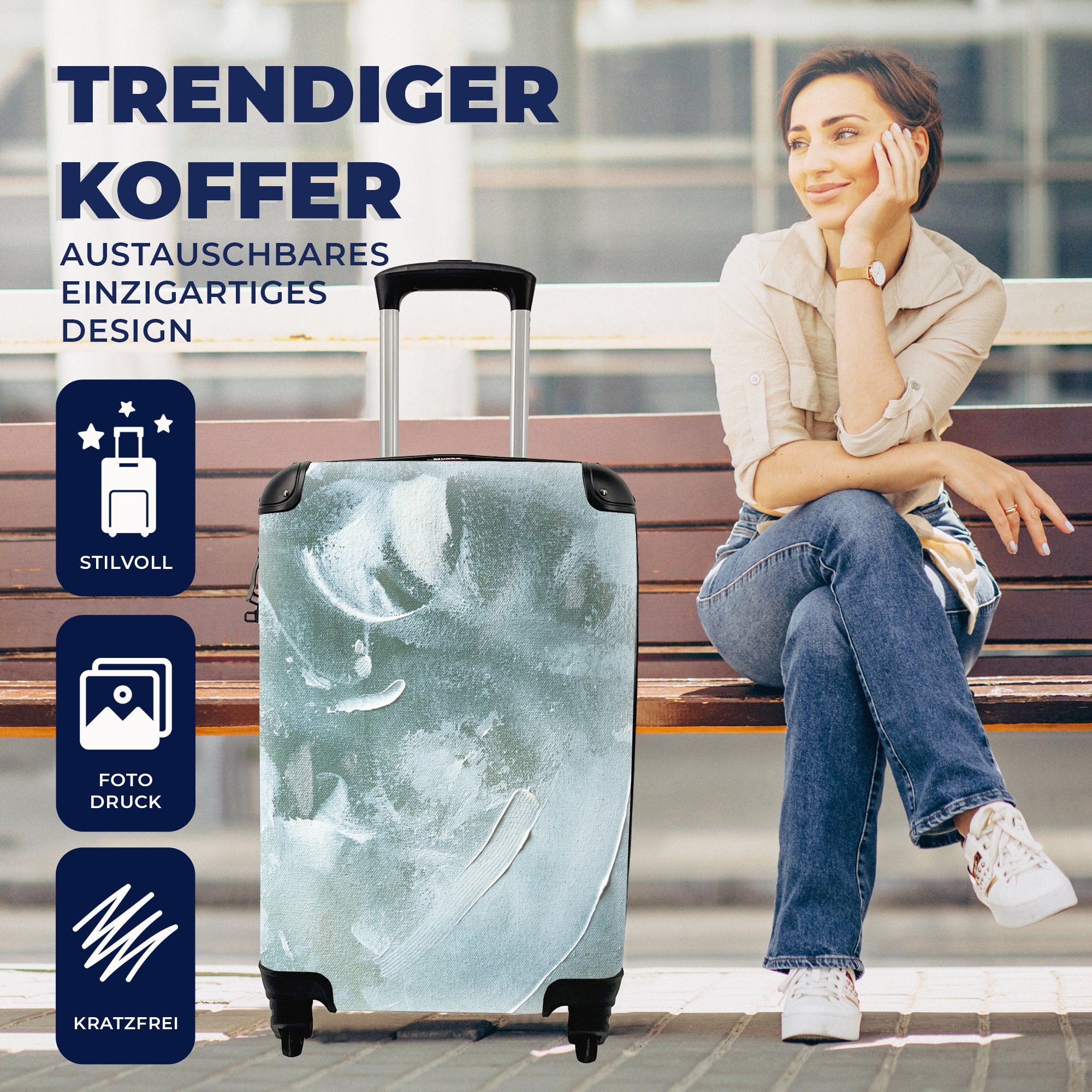 für Abstrakt - Handgepäck Reisetasche Ferien, Acrylfarbe 4 mit rollen, Trolley, Reisekoffer MuchoWow Handgepäckkoffer Rollen, Design, -
