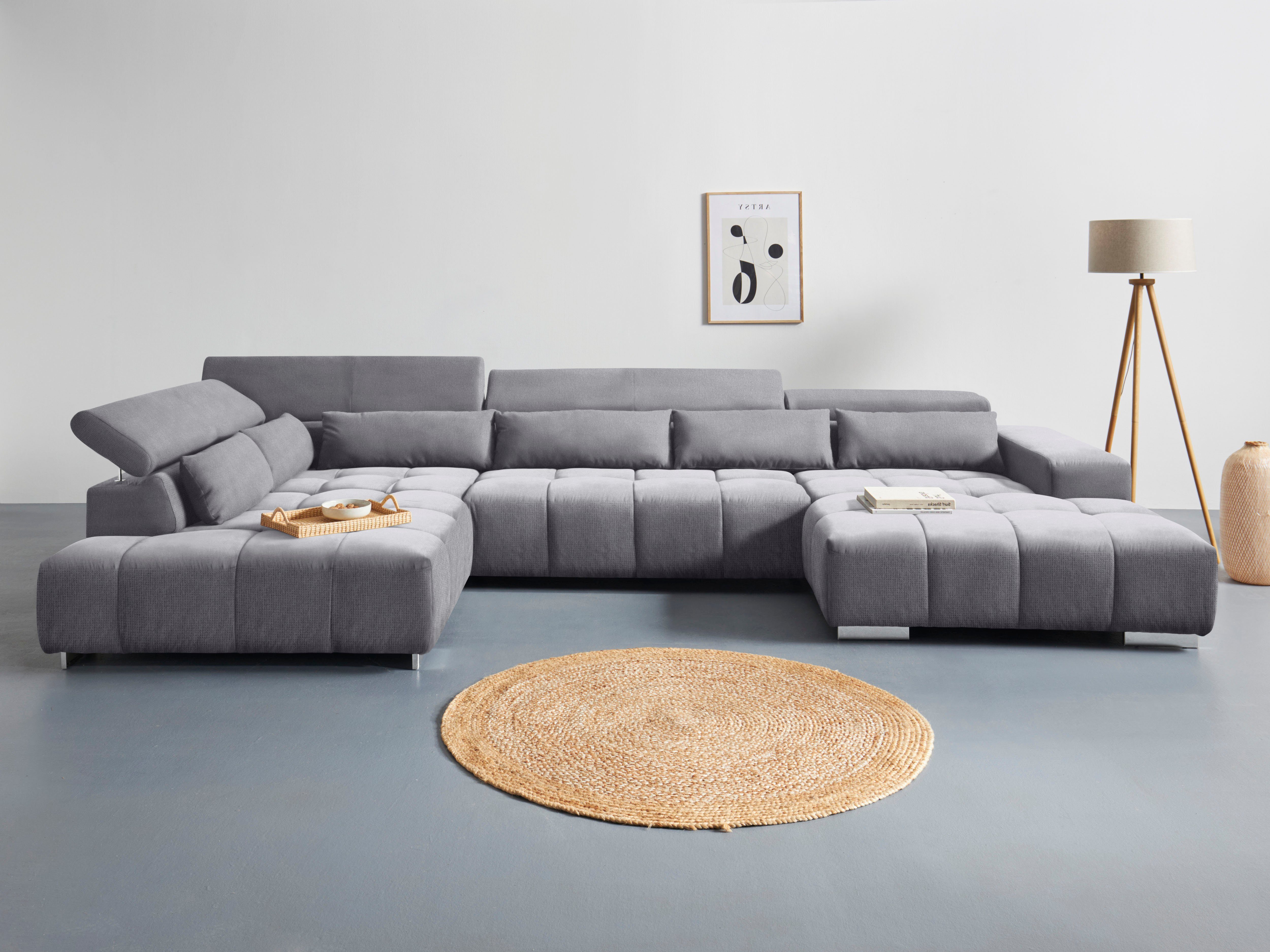 COTTA Wohnlandschaft "Orion U-Form", mit Kopfteilverstellung & 6 Nierenkiss günstig online kaufen